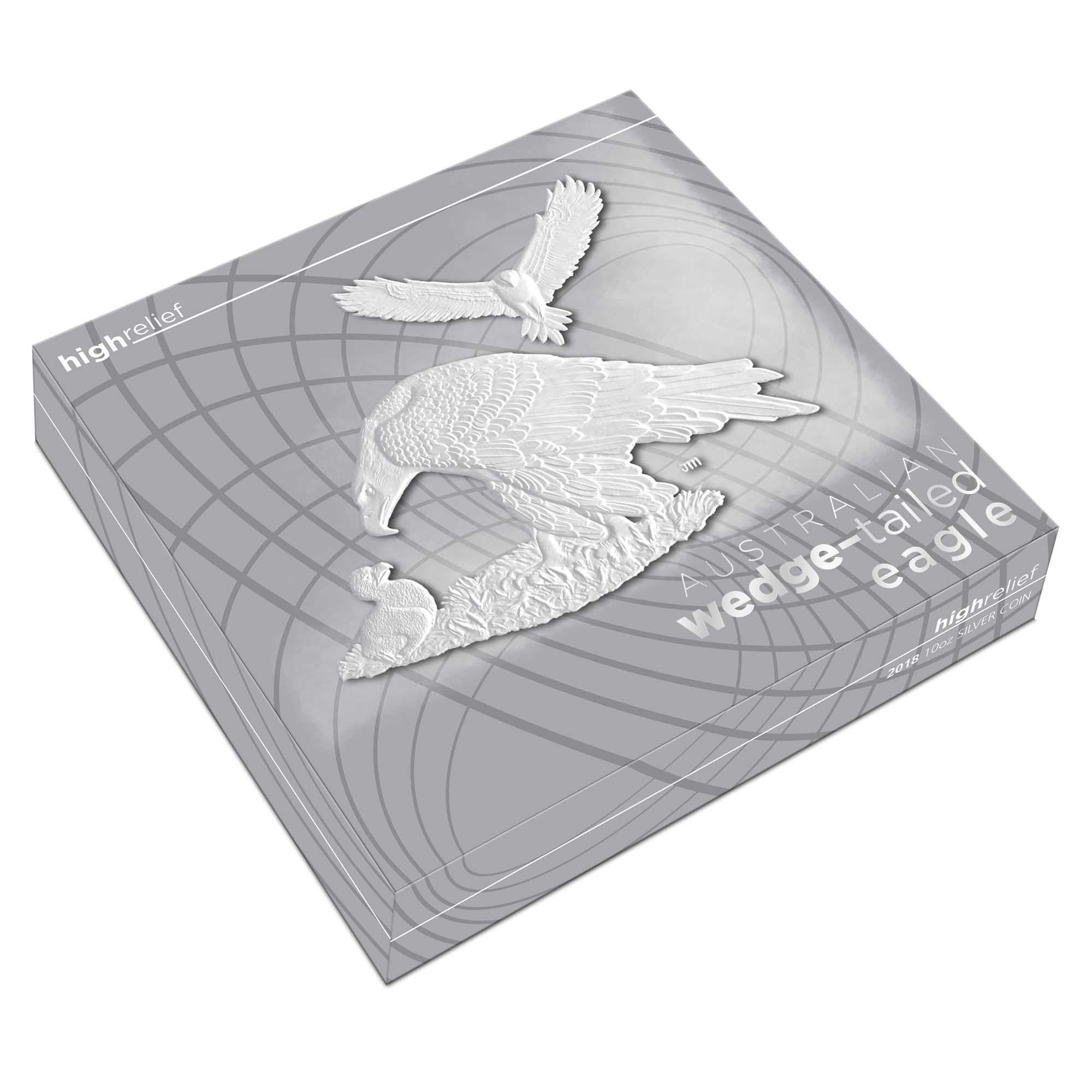 10 2018 AustralianWedgeTailedEagle Silver 10oz Proof HighRelief InShipper HighRes