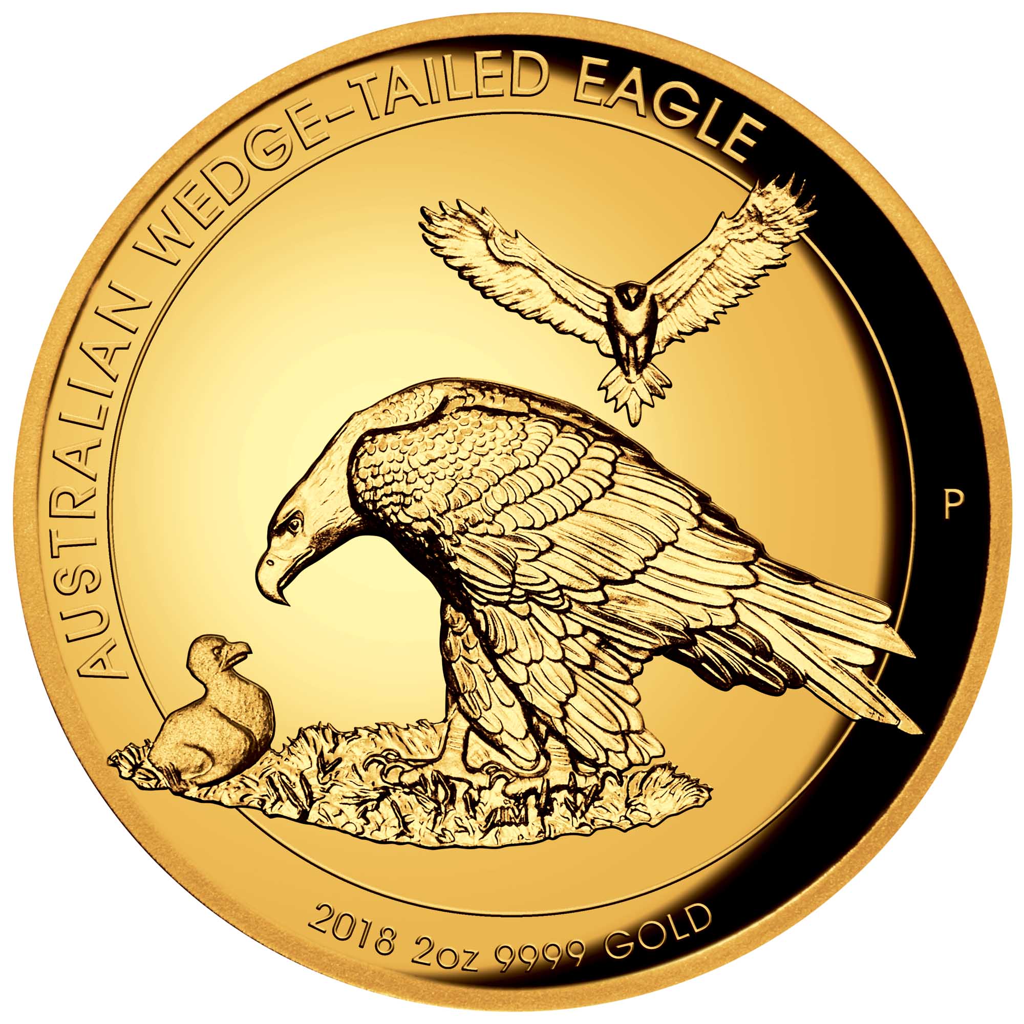 02 australian wedge tailed eagle 2018 2oz gold proof high relief StraightOn
