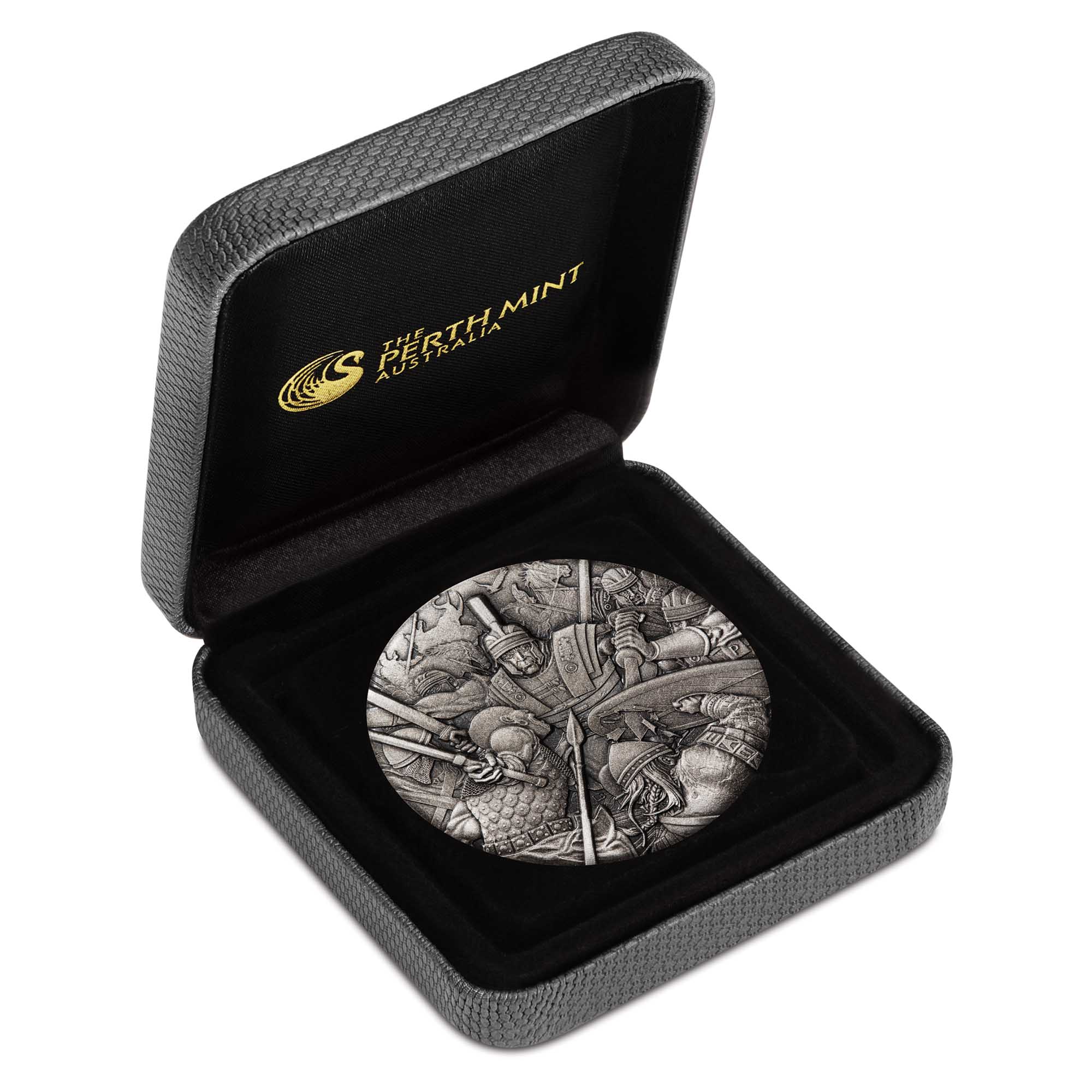 04 warfare roman legion rimless 2018 2oz silver antiqued high relief InCase