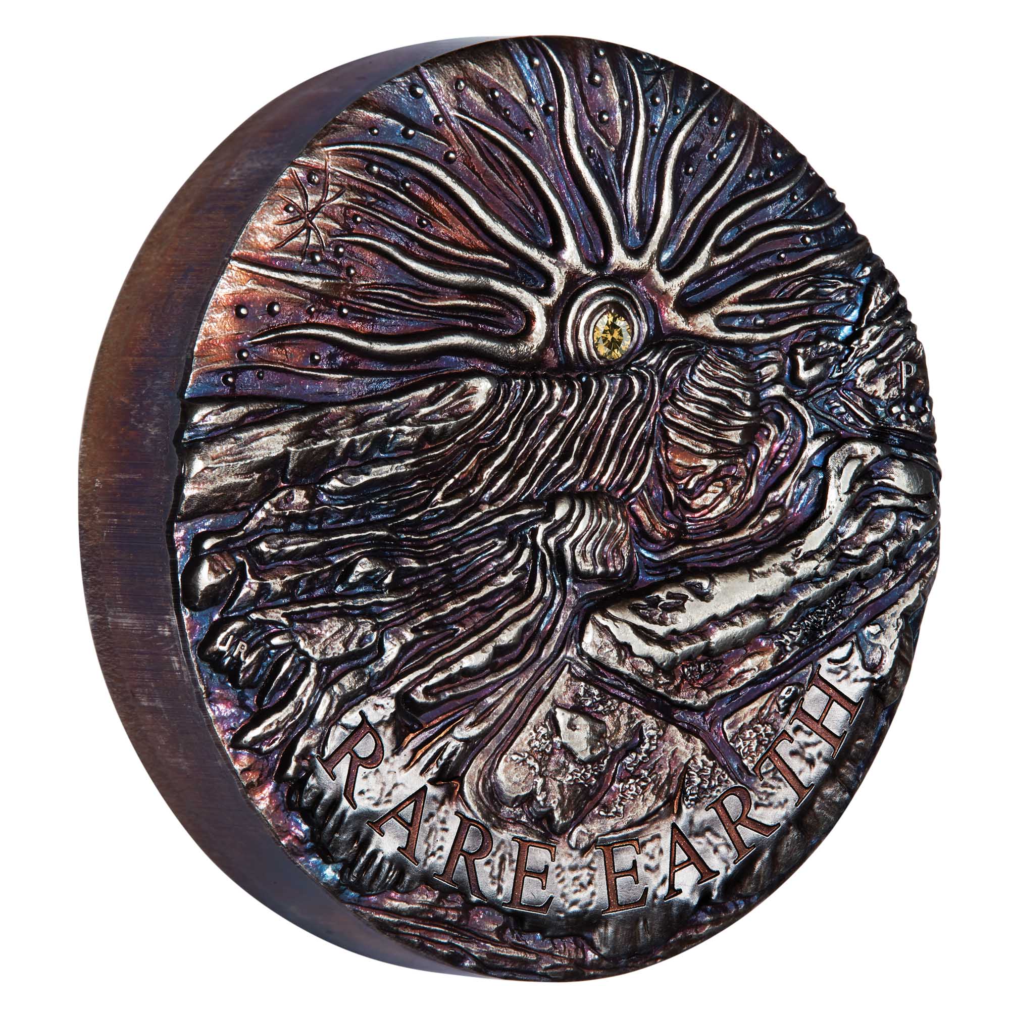 01 rare earth patina 2018 5oz silver high relief OnEdge