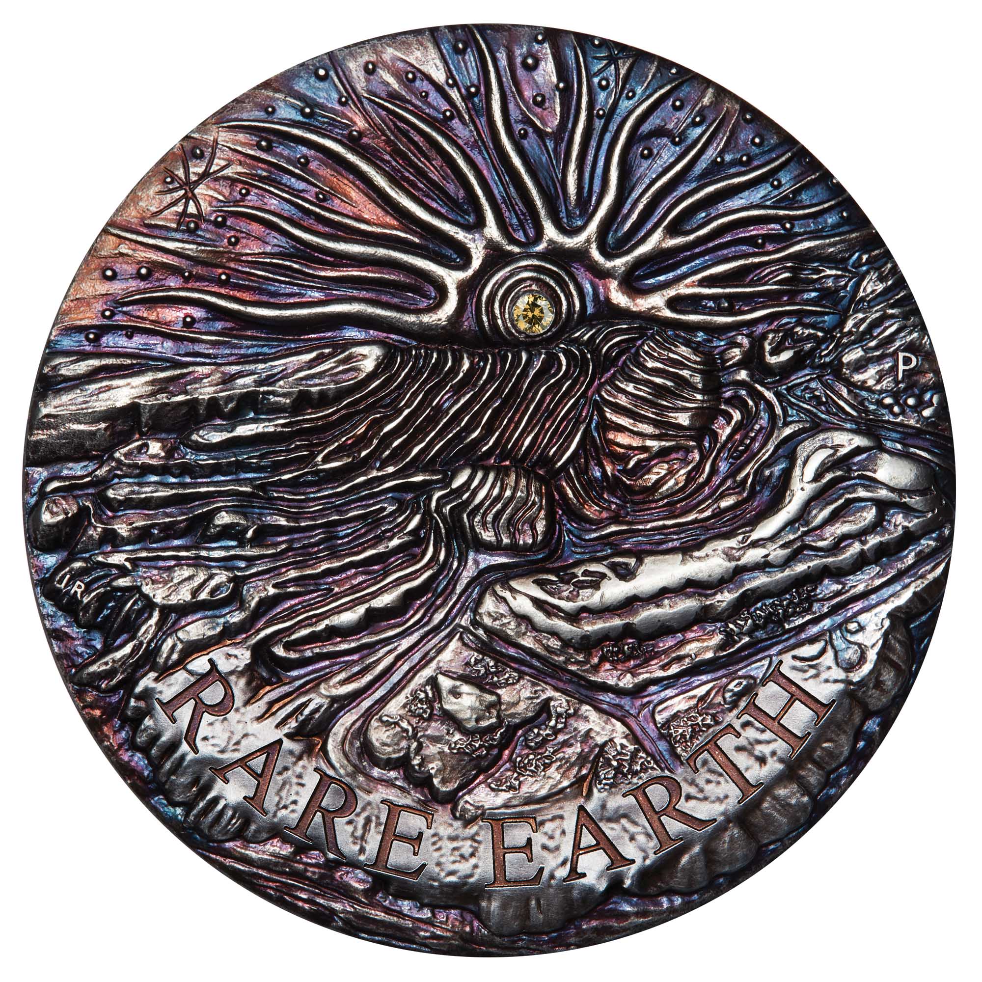 02 rare earth patina 2018 5oz silver high relief StraightOn