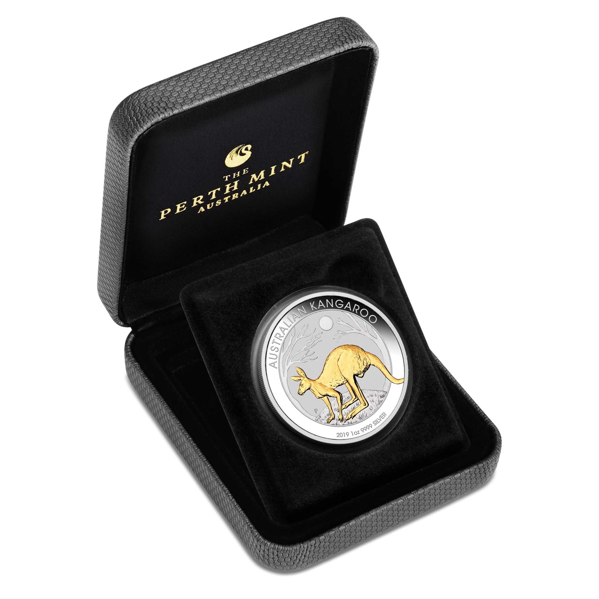 04 australian kangaroo 2019 1oz silver gilded high relief InCase