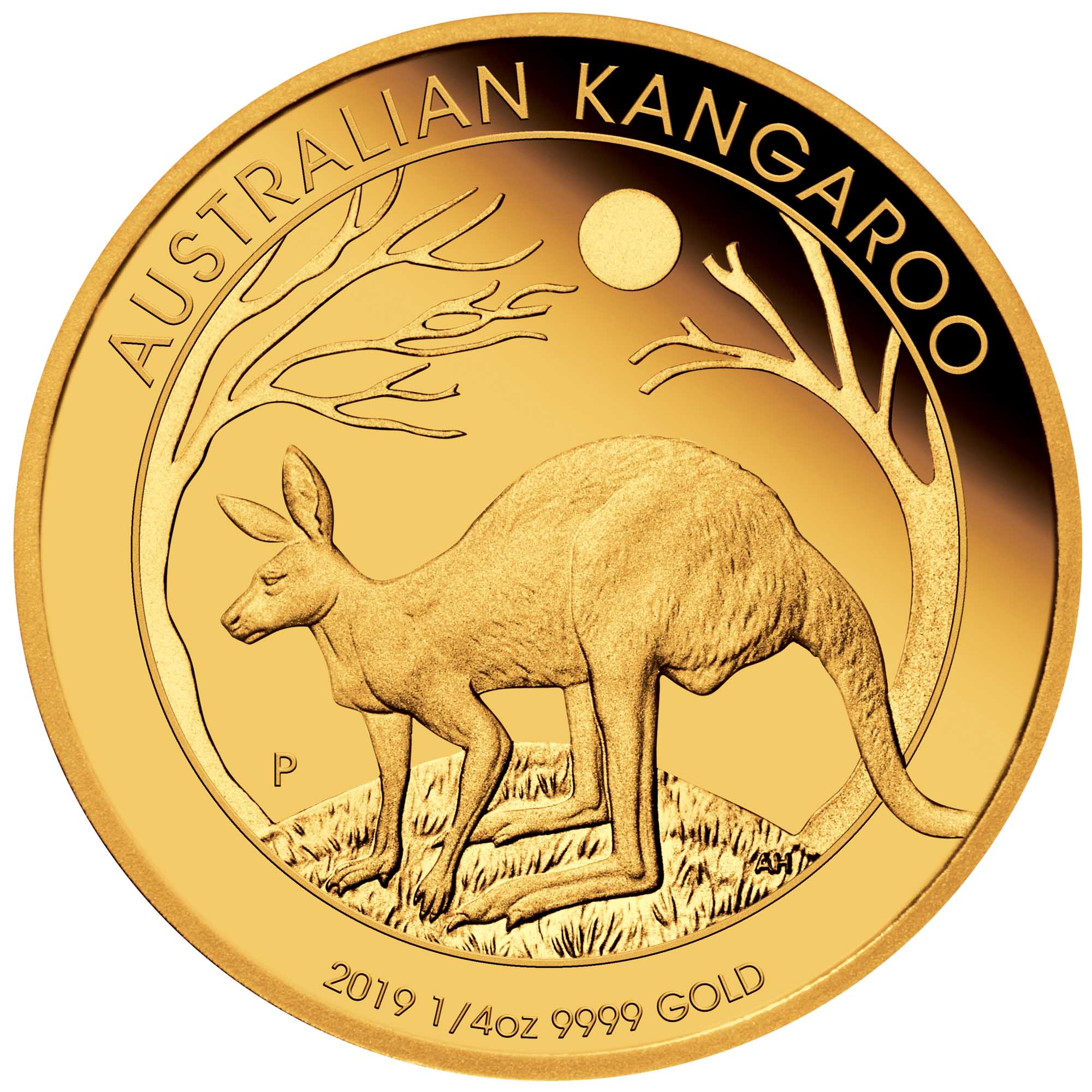02 australian kangaroo 2019 1 4oz gold proof StraightOn