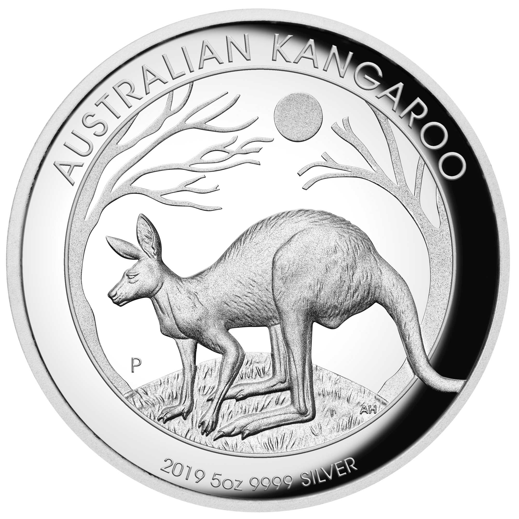 02 australian kangaroo 2019 5oz silver proof high relief StraightOn