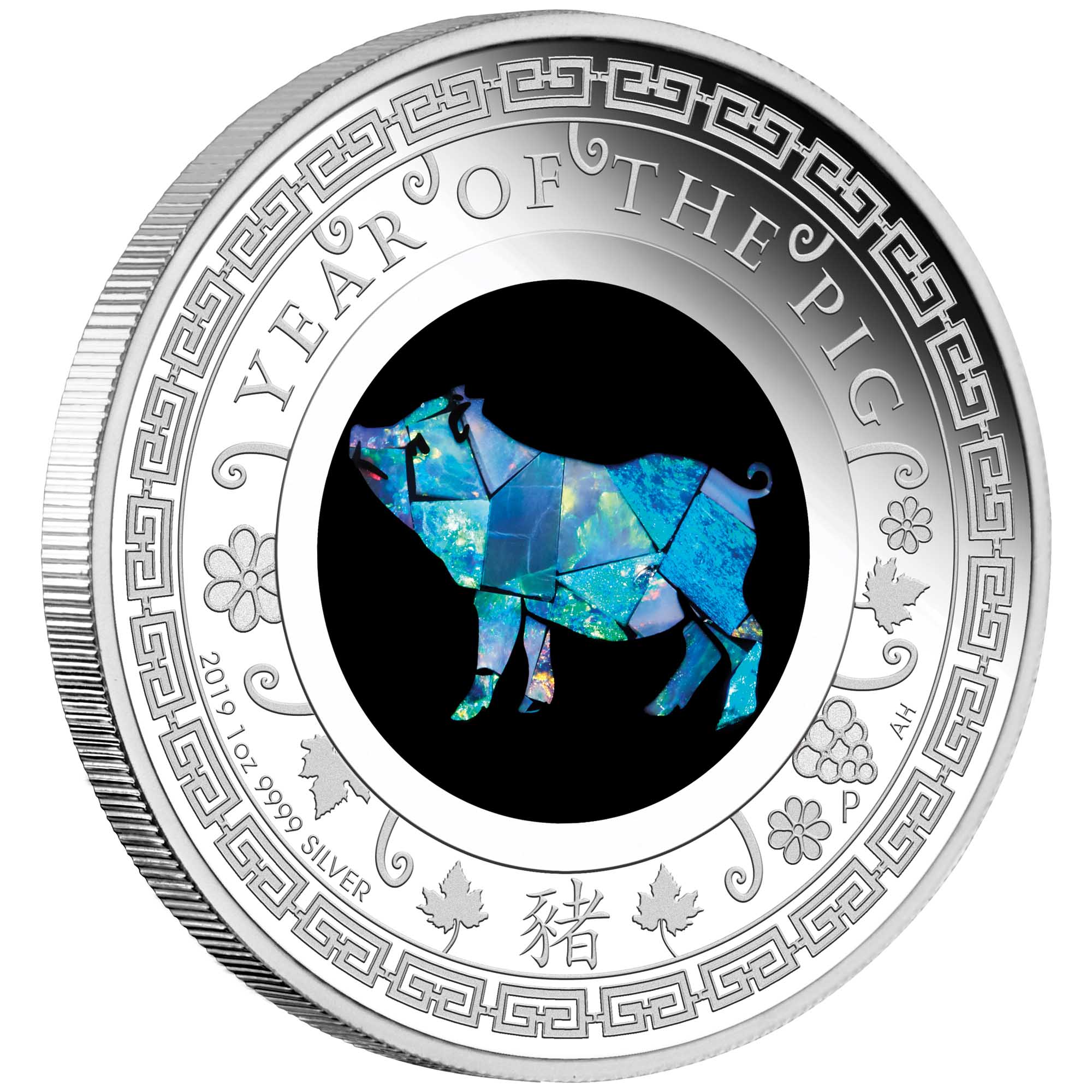 01 australian opal lunar series 2019 year of the pig 2019 1oz silver proof OnEdge