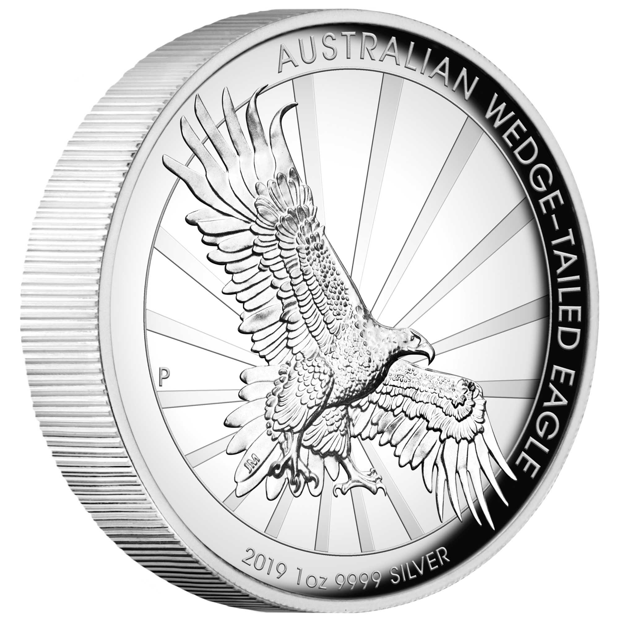 01 australian wedge tailed eagle 2019 1oz silver proof high relief OnEdge