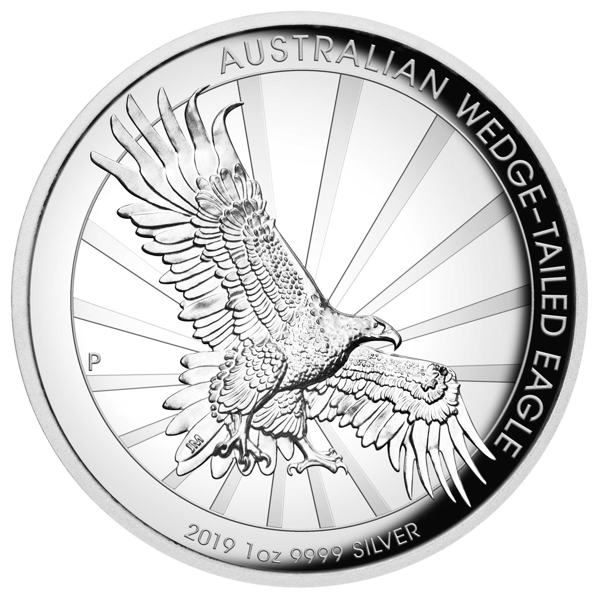 02 australian wedge tailed eagle 2019 1oz silver proof high relief StraightOn