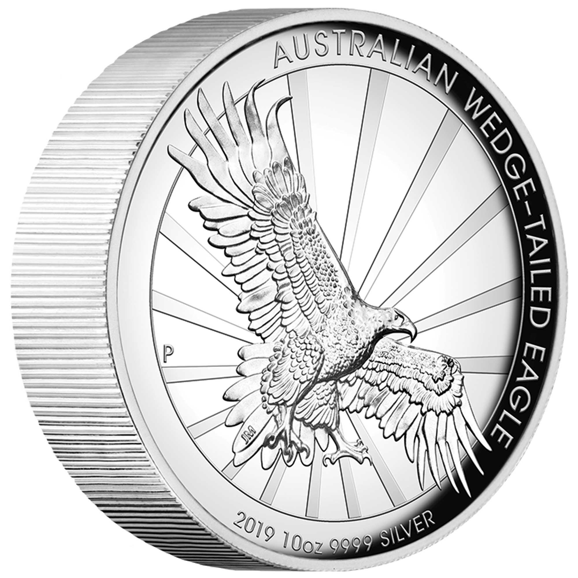 01 australian wedge tailed eagle 2019 10oz silver proof high relief OnEdge
