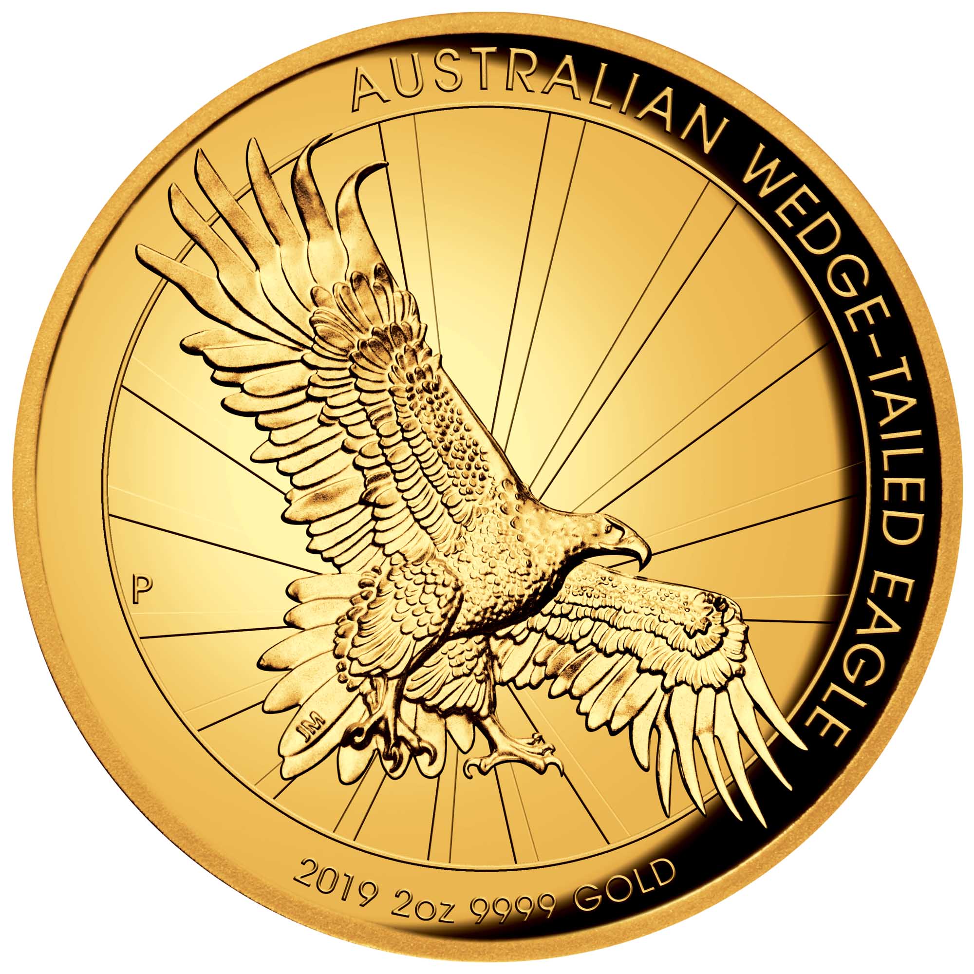 02 australian wedge tailed eagle 2019 2oz gold proof high relief StraightOn