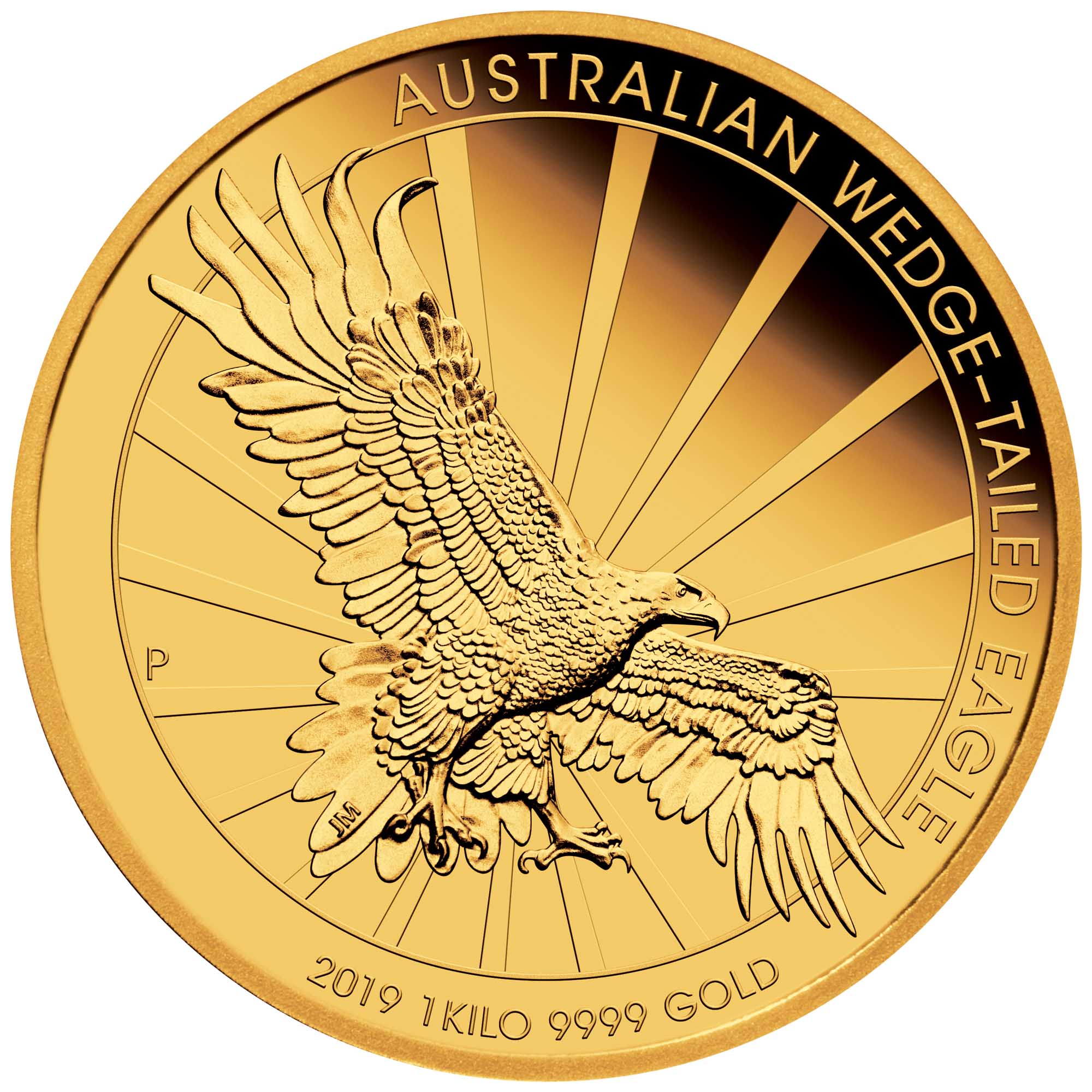 02 australian wedge tailed eagle 2019 1kg gold proof StraightOn