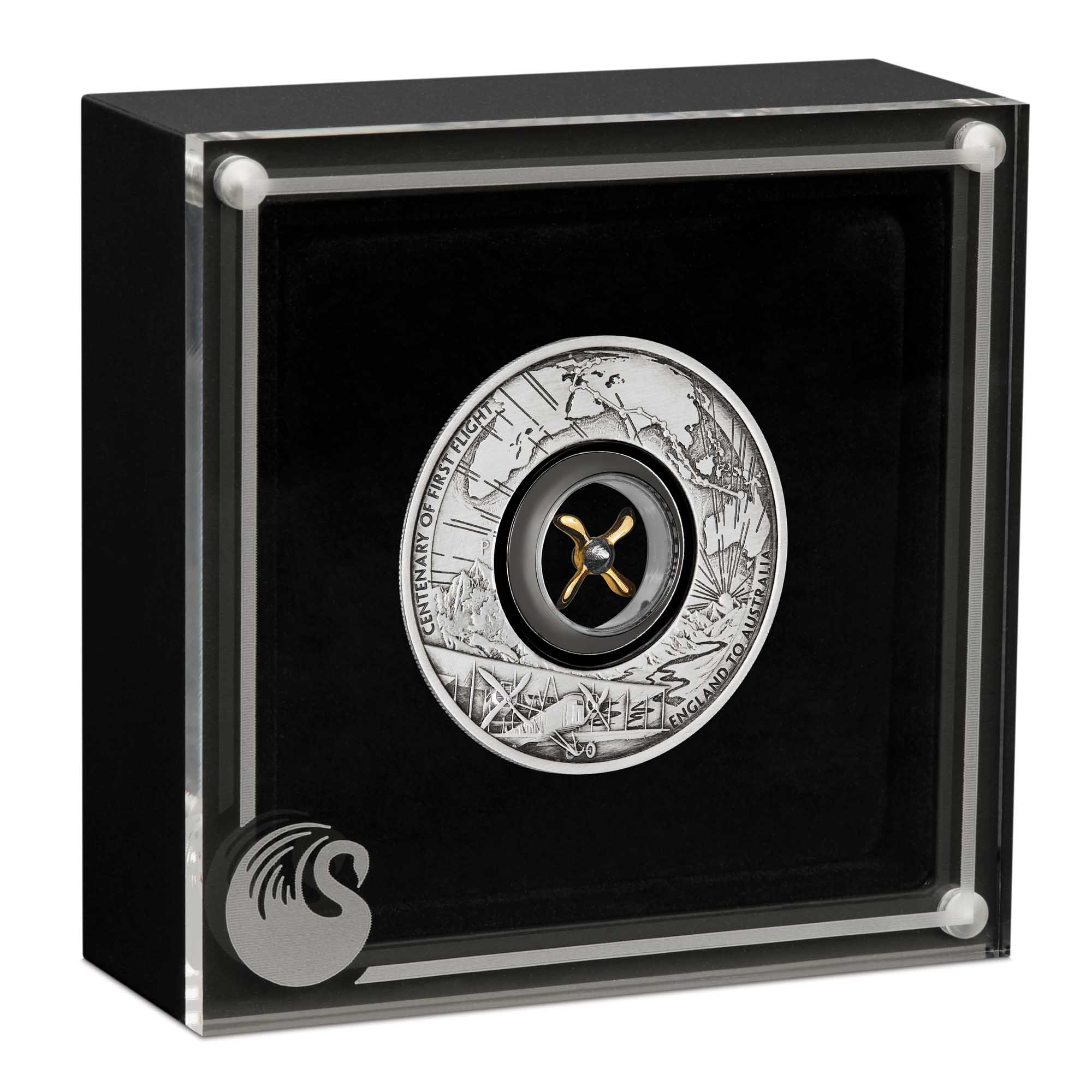04 100th anniversary of the first flight england to australia 2019 2oz silver antiqued InCase