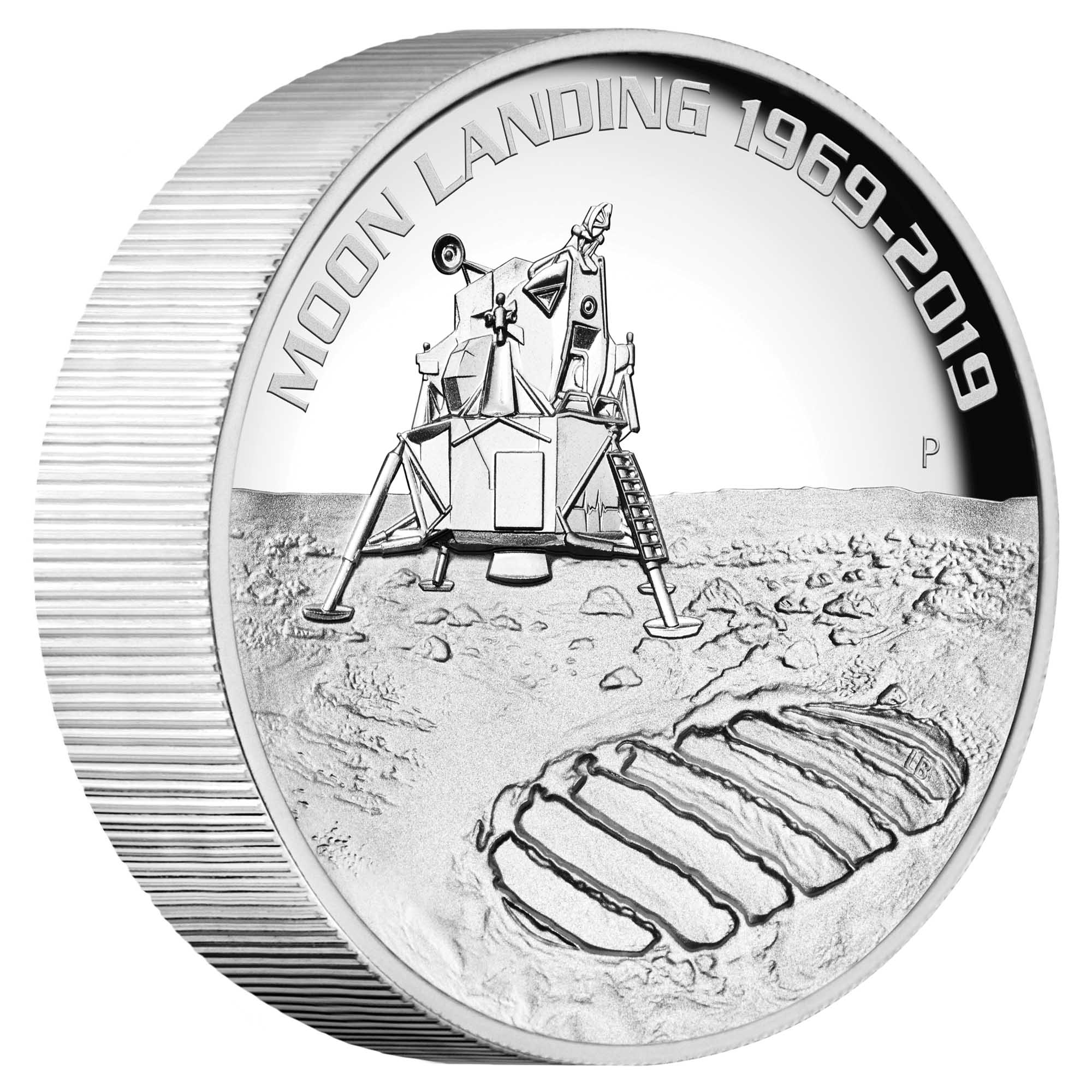 01 50th anniversary of the moon landing 2019 5oz silver proof high relief OnEdge