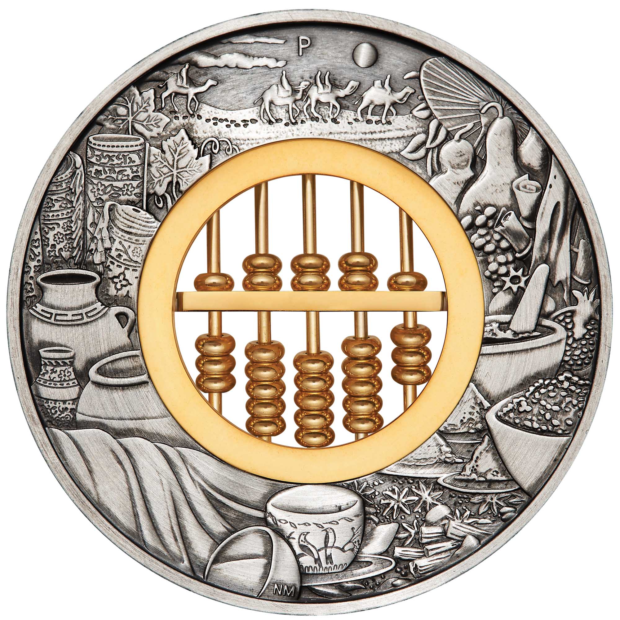 02 2019 Abacus 2oz Silver Antiqued Coin StraightOn HighRes