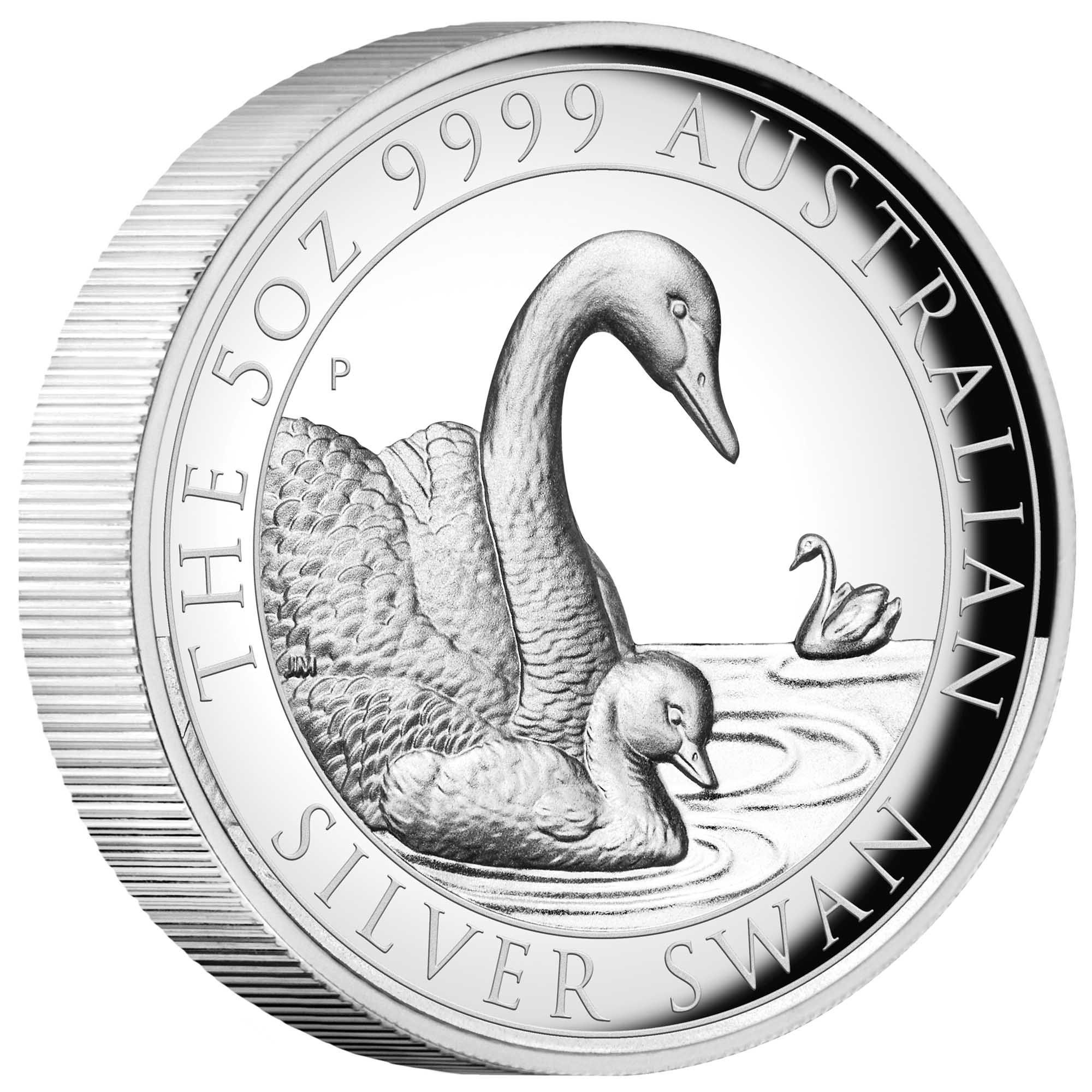 01- australian swan 2019 5oz silver proof high relief StraightOn