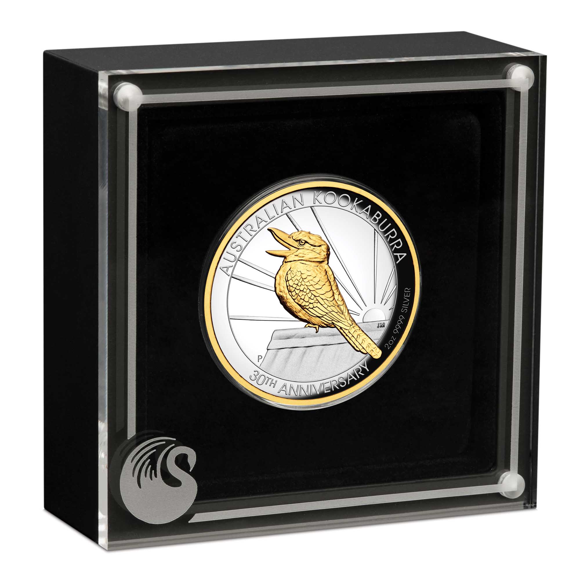 03 australian kookaburra 2020 2oz silver proof high relief gilded InCase