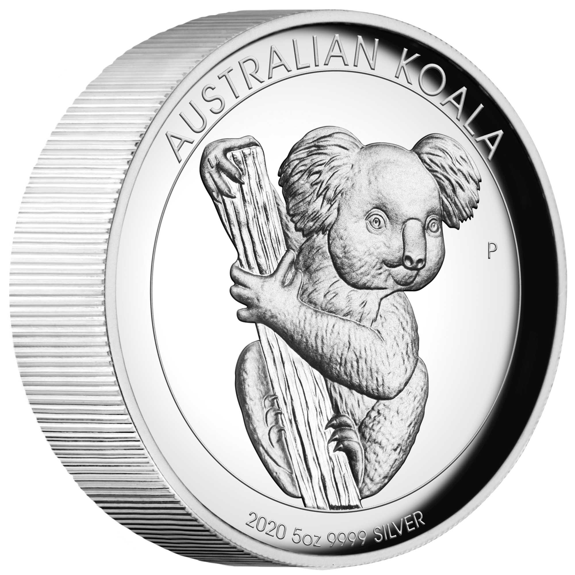 01 australian koala 2020 5oz silver proof high relief OnEdge