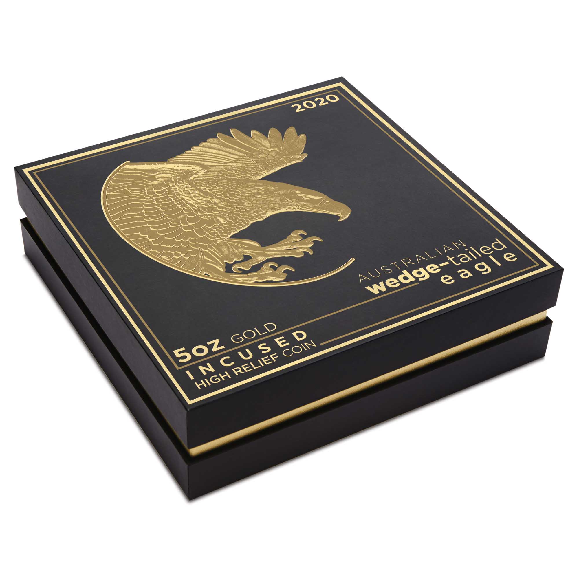 05 2020AustralianWedge TailedEagle 5oz Gold Proof HighRelief Coin InShipper HighRes
