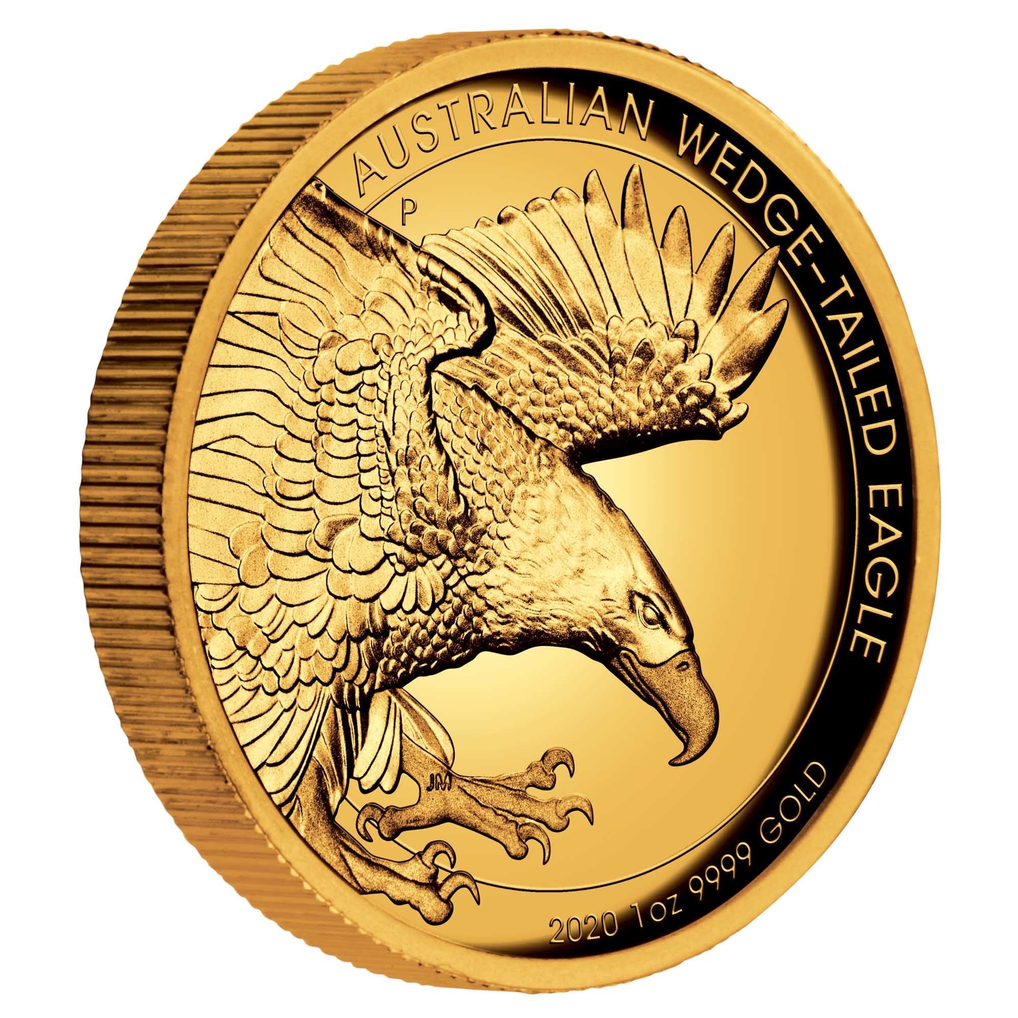 01 australian wedge tailed eagle 2019 1oz gold high relief OnEdge