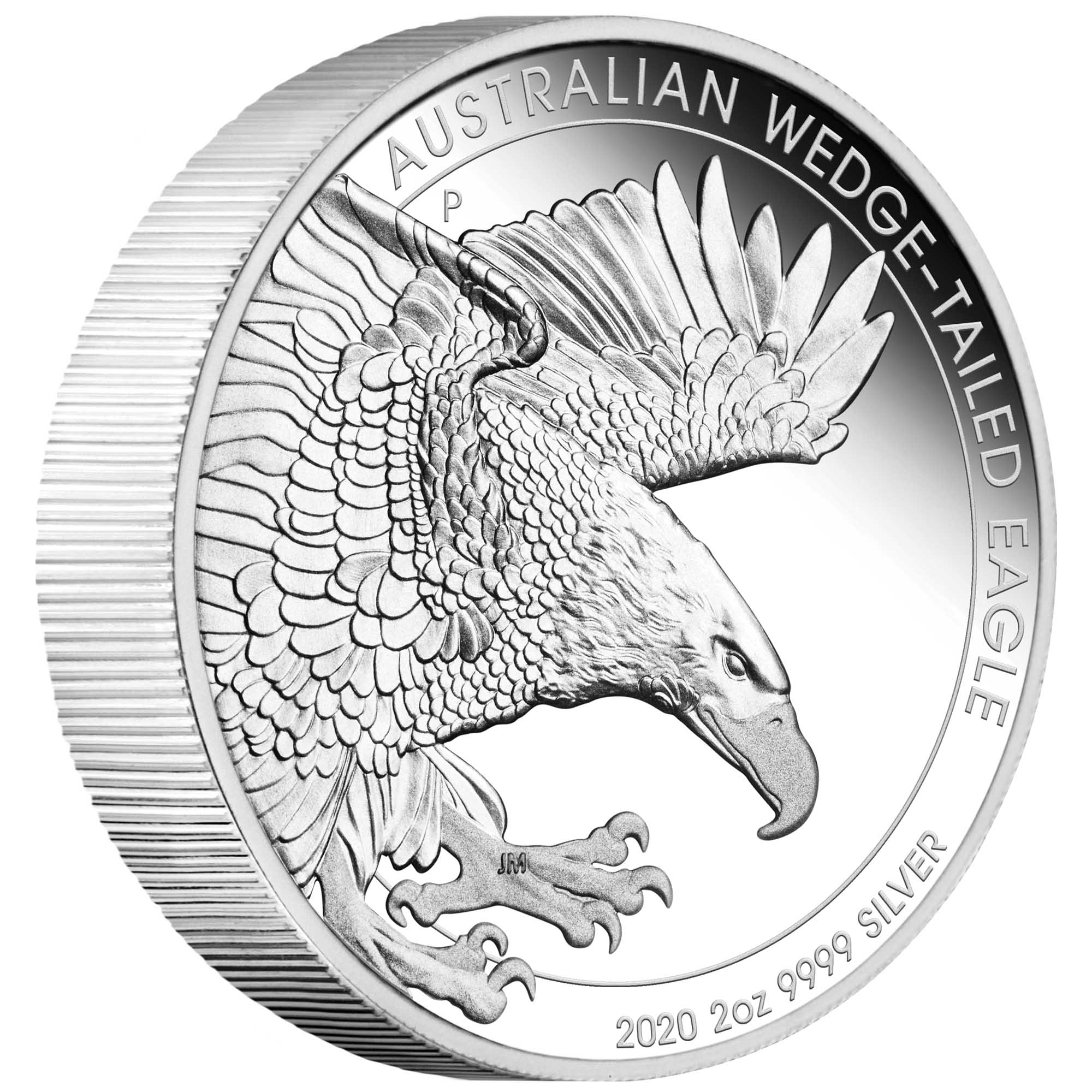 01 australian wedge tailed eagle piedfort 2020 2oz silver proof OnEdge