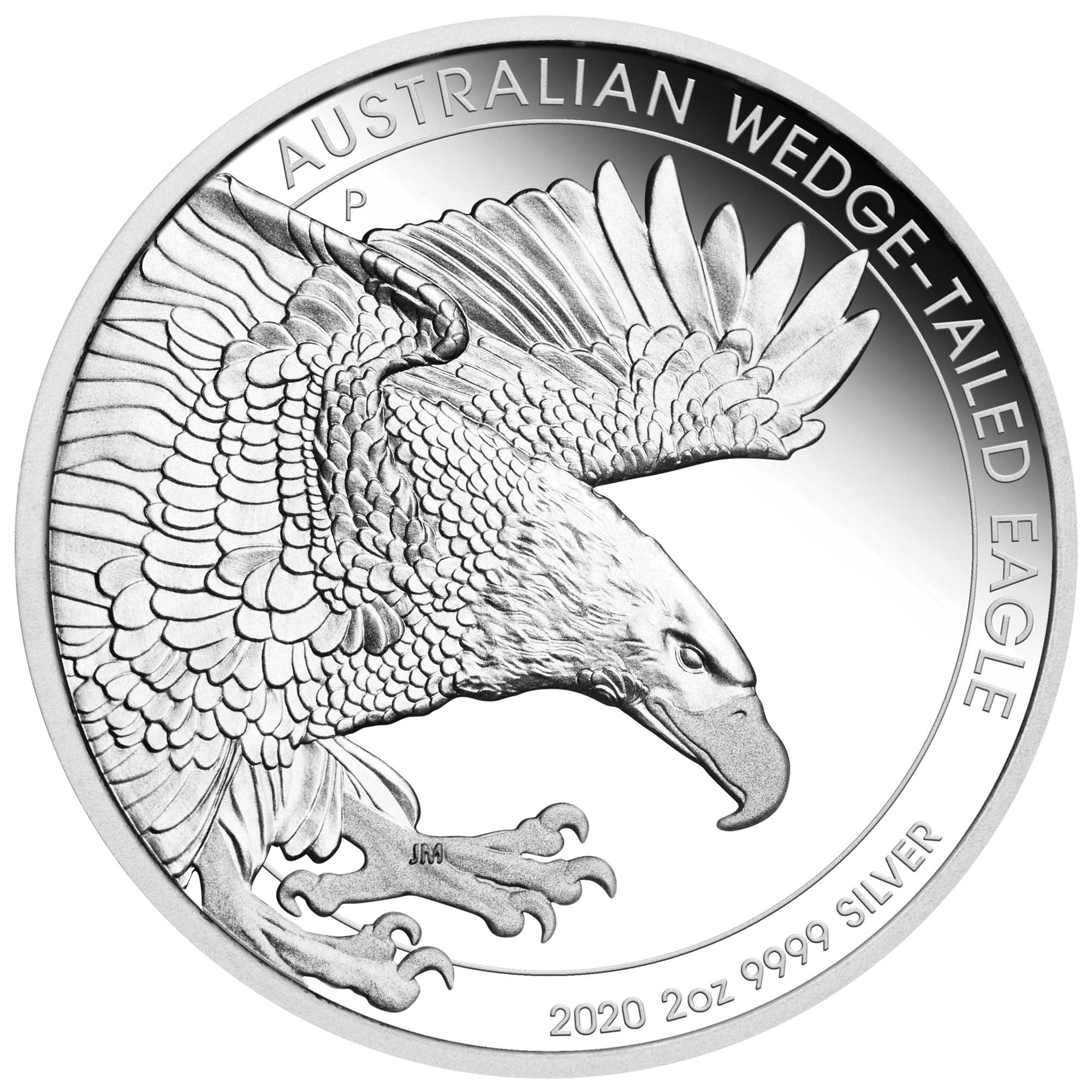 02 australian wedge tailed eagle piedfort 2020 2oz silver proof StraightOn