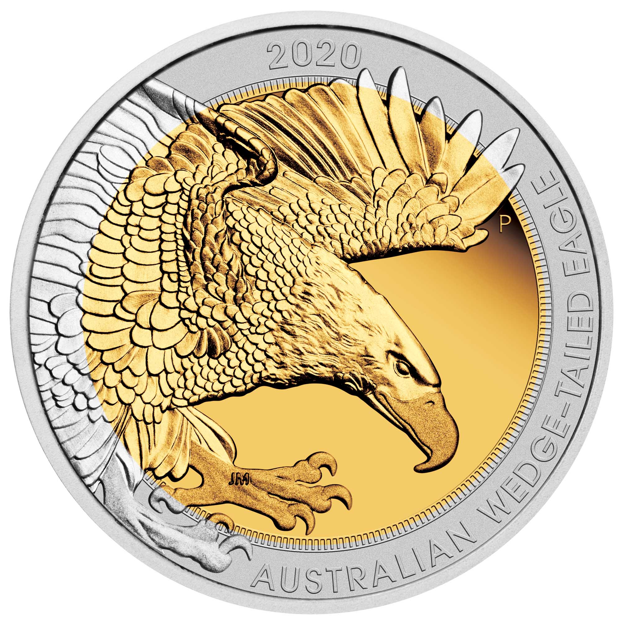 02 2020 AustralianWedgeTailedEagle 1.5oz BiMetal Proof StraightOn HighRes