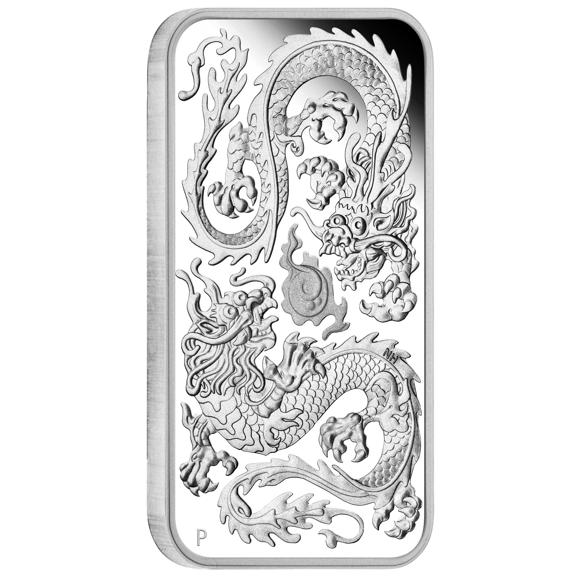 01 dragon 2020 1oz silver proof rectangular coin OnEdge