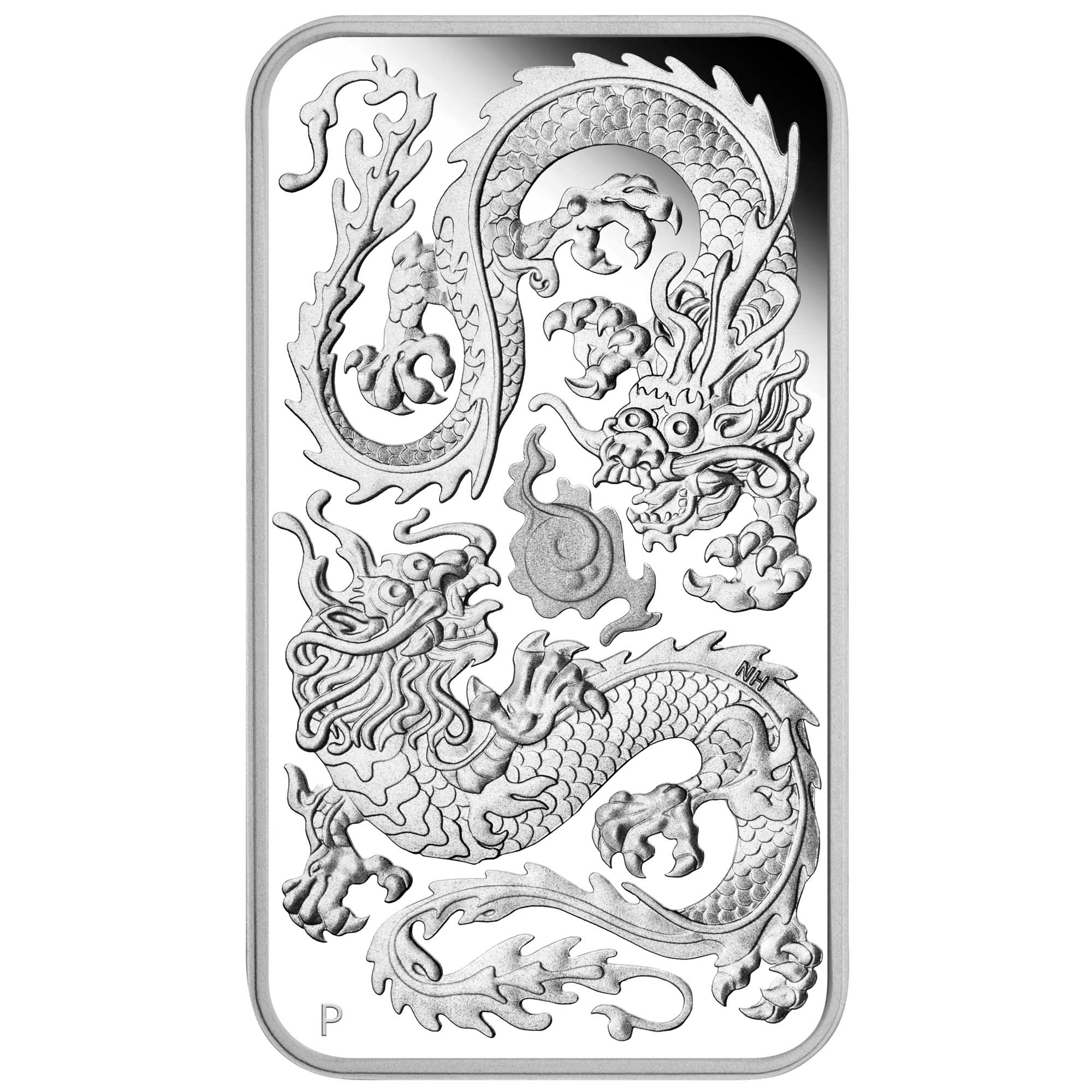 02 dragon 2020 1oz silver proof rectangular coin StraightOn