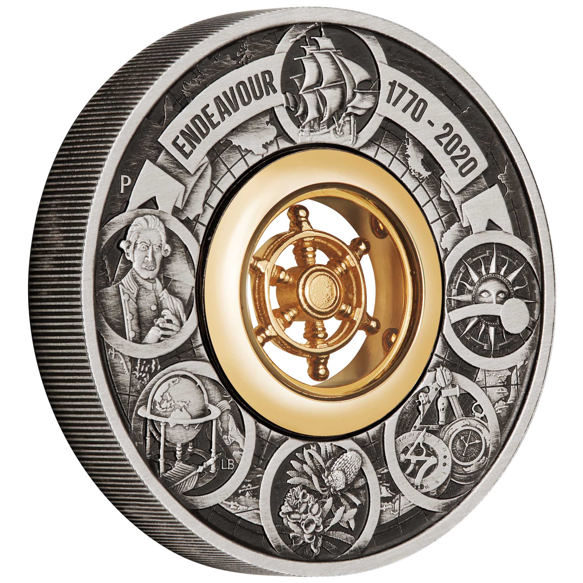 01 voyage of discovery endeavour 1770 2020 2oz silver antiqued OnEdge