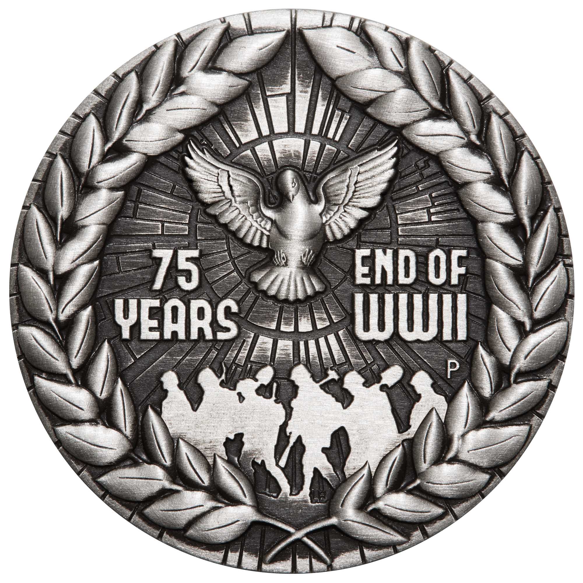 02 end of wwii 75th anniversary 2020 2oz silver antiqued StraightOn