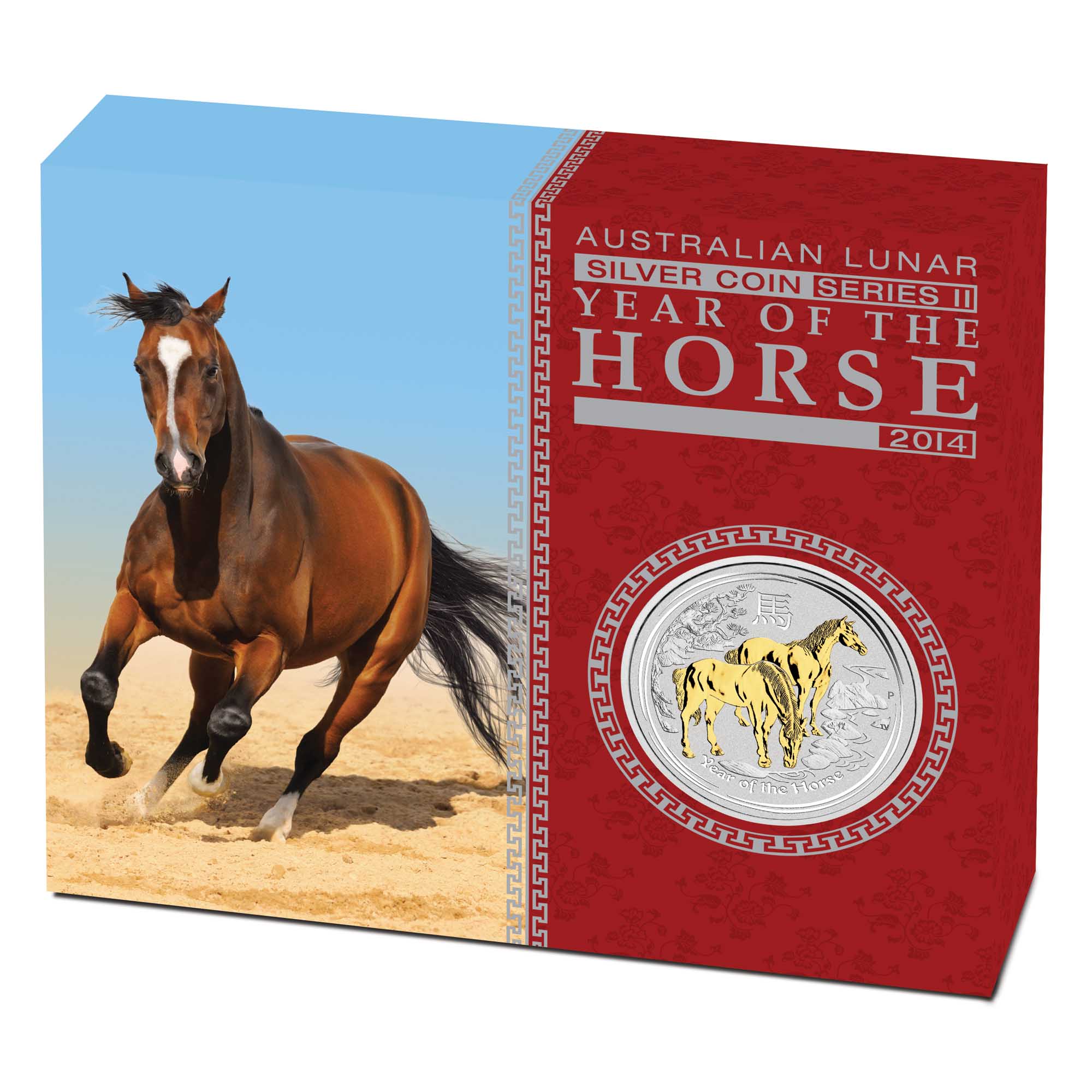 Australian Lunar Series II 2014 Horse 1oz Silver Gilded Edition