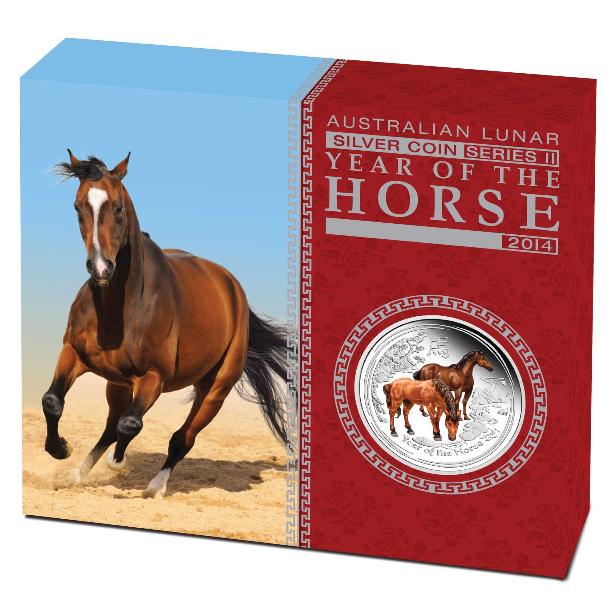 06 2014 Lunar YearOfTheHorse Silver 1oz Coloured Proof InShipper HighRes