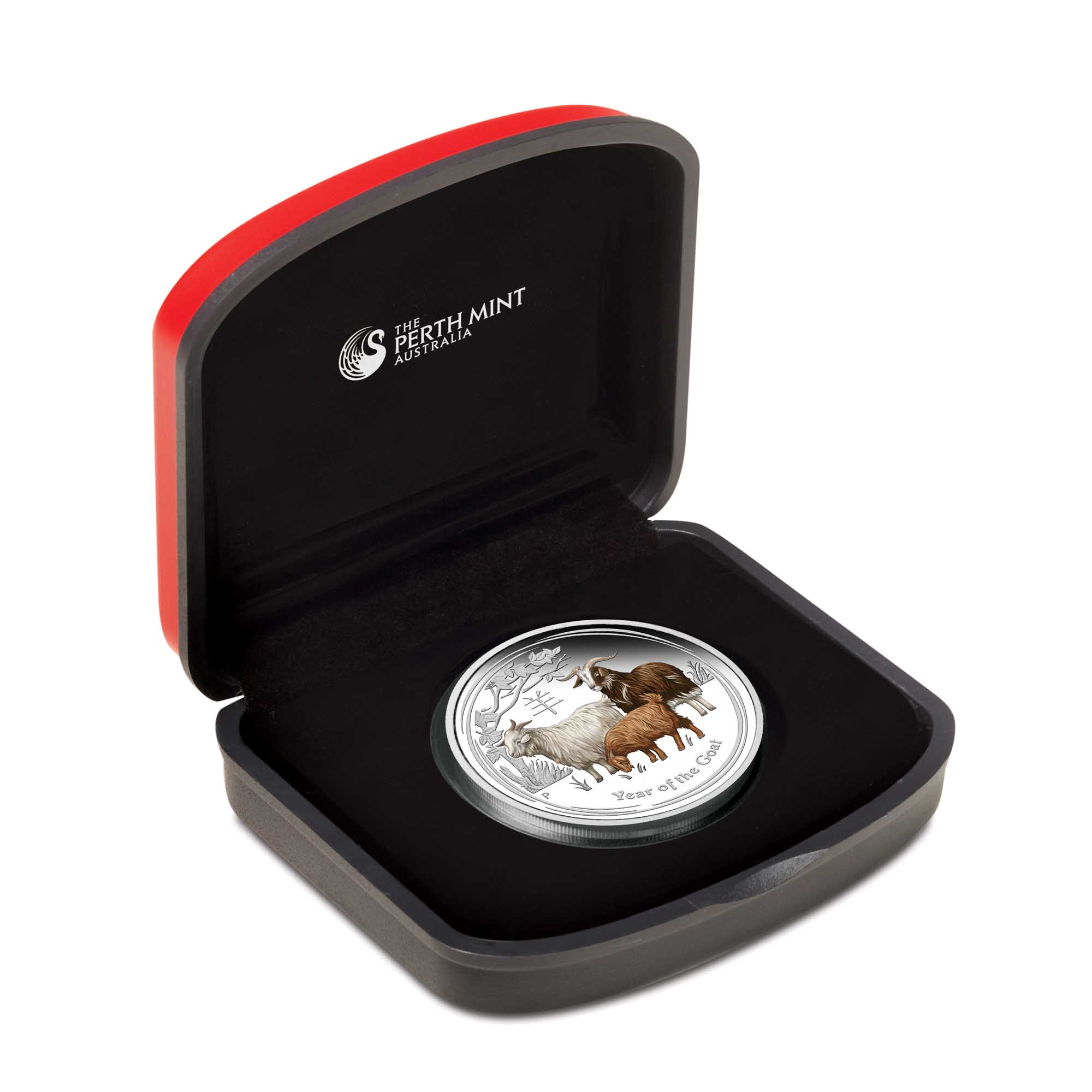 04 australian lunar series ii year of the goat 2015 1oz silver proof coloured InCase