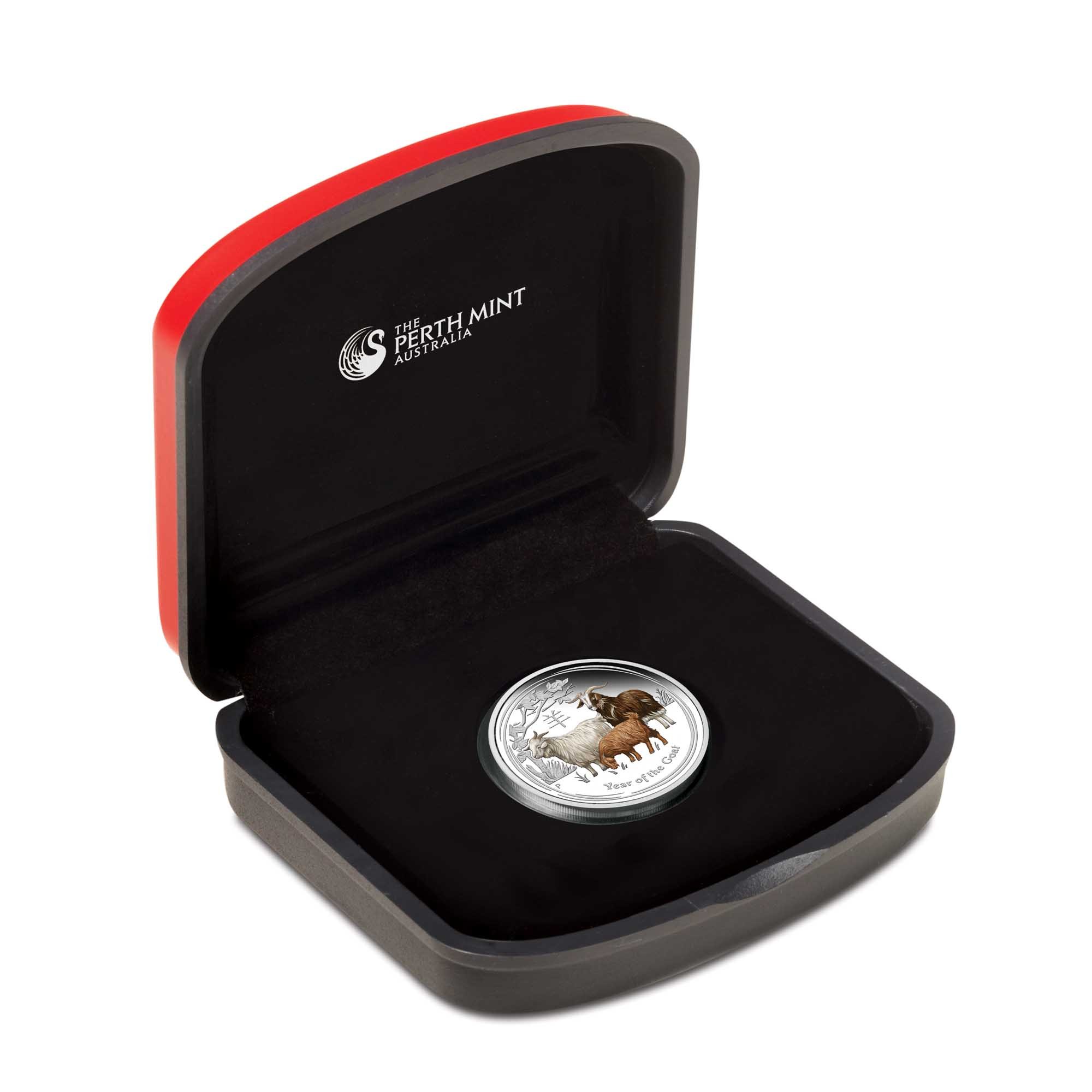 04 australian lunar series ii year of the goat 2015 1 2oz silver proof coloured InCase