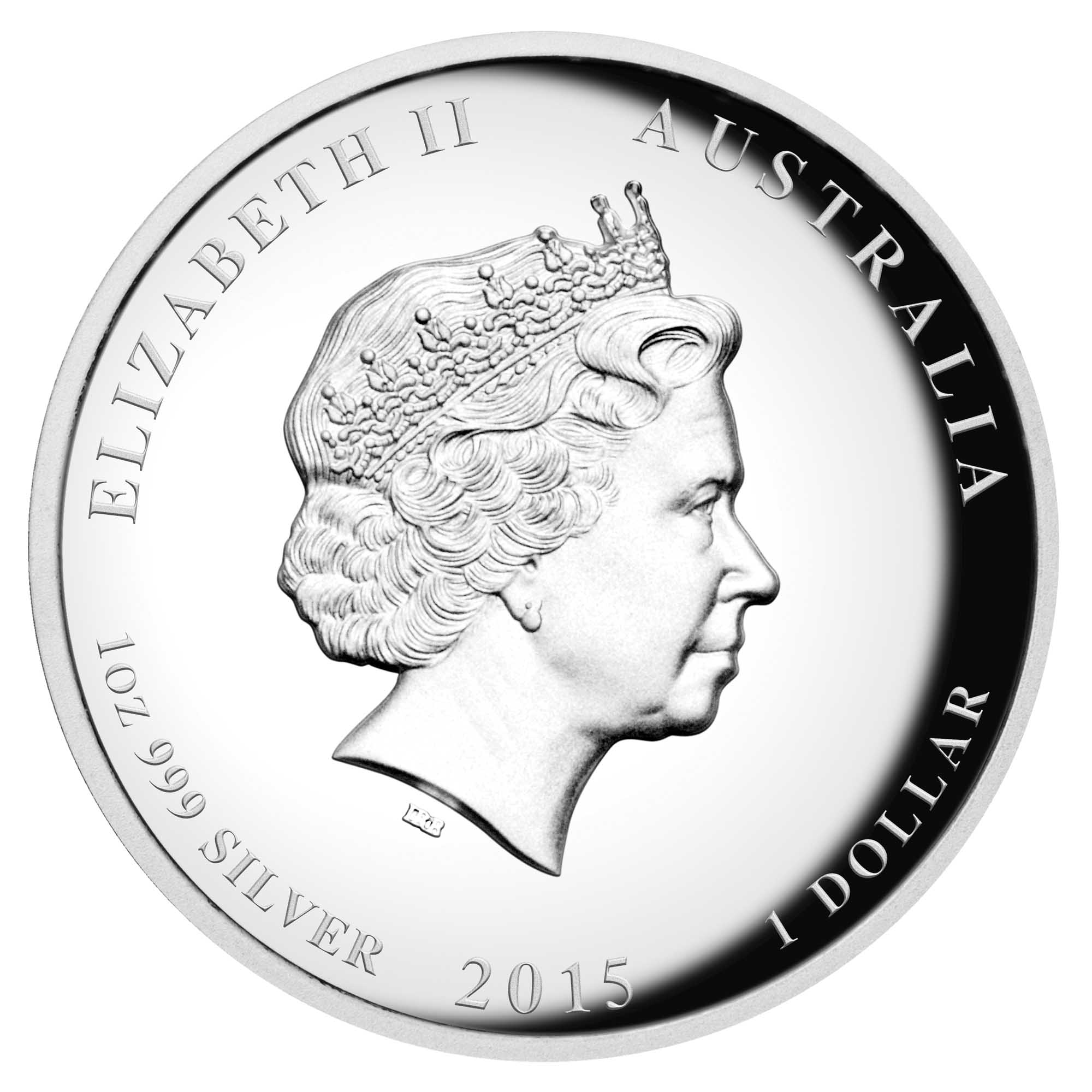 03 australian lunar series ii year of the goat 2015 1oz silver proof high relief Obverse