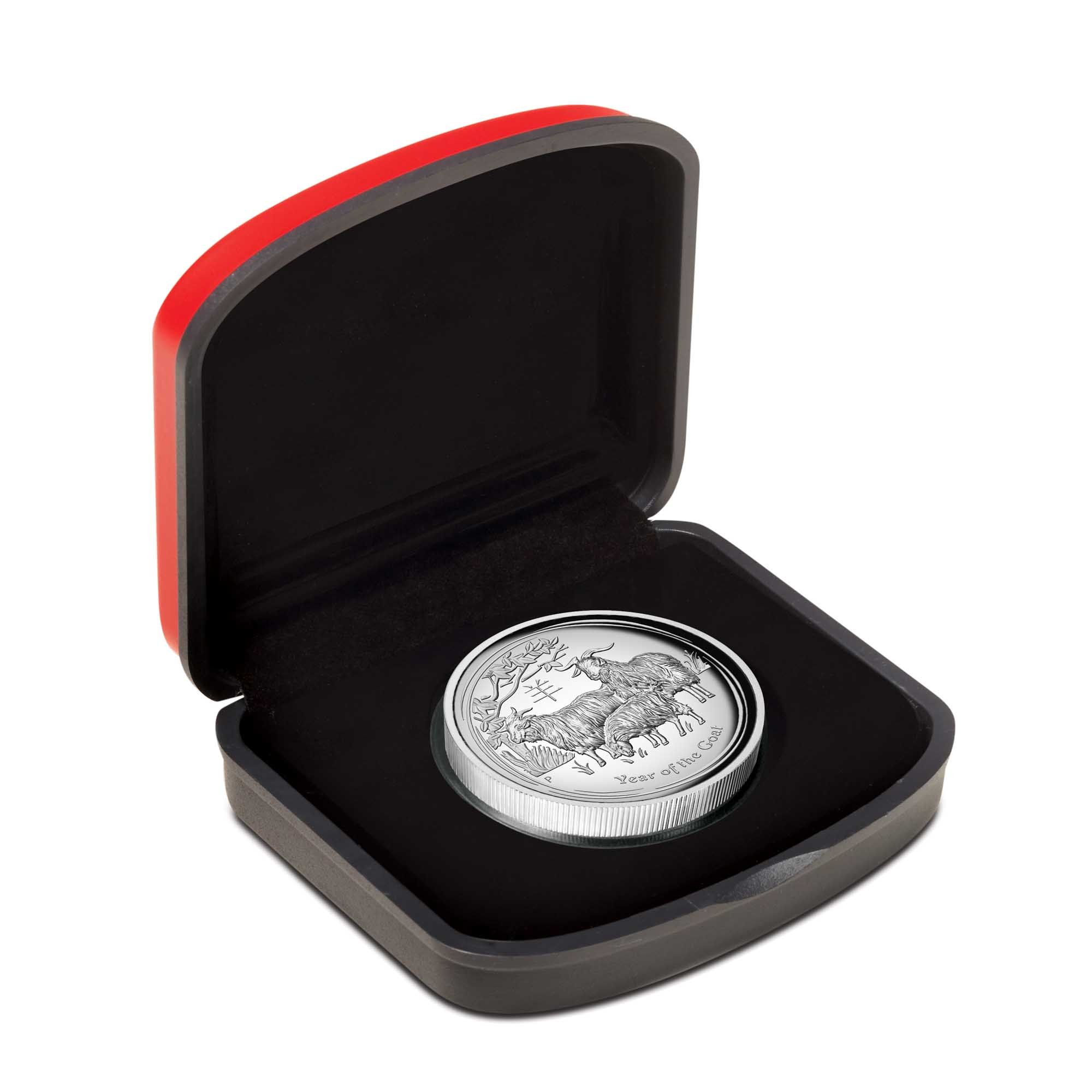 04 australian lunar series ii year of the goat 2015 1oz silver proof high relief InCase