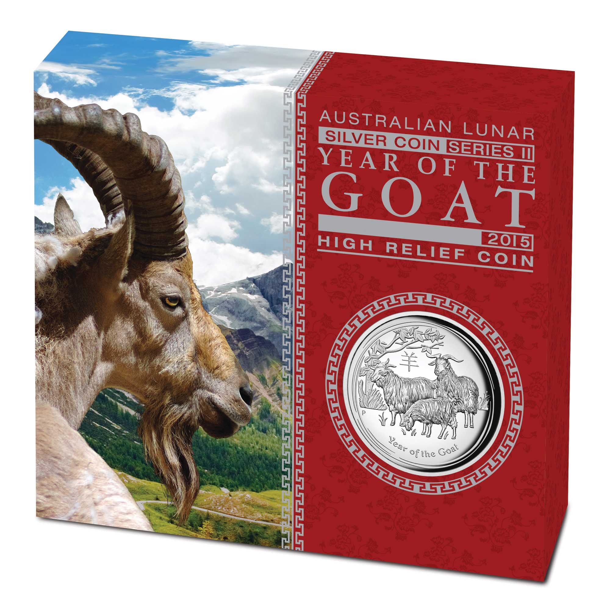 05 australian lunar series ii year of the goat 2015 1oz silver proof high relief InShipper