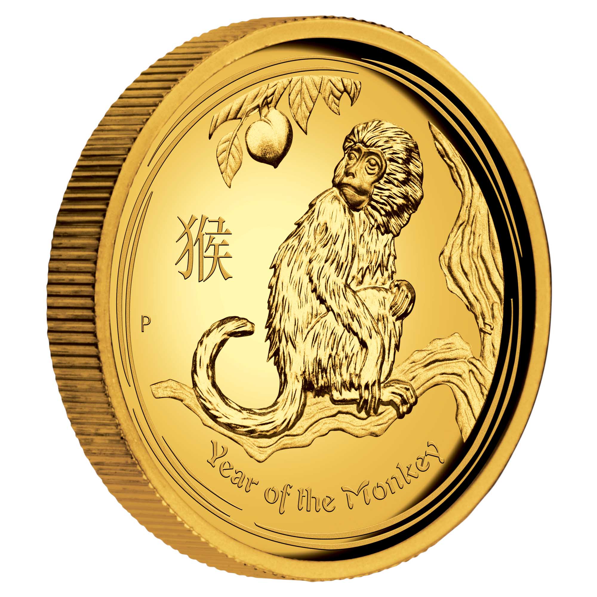 01 2016 YearOfTheMonkey Gold 1oz HighRelief Proof OnEdge HighRes