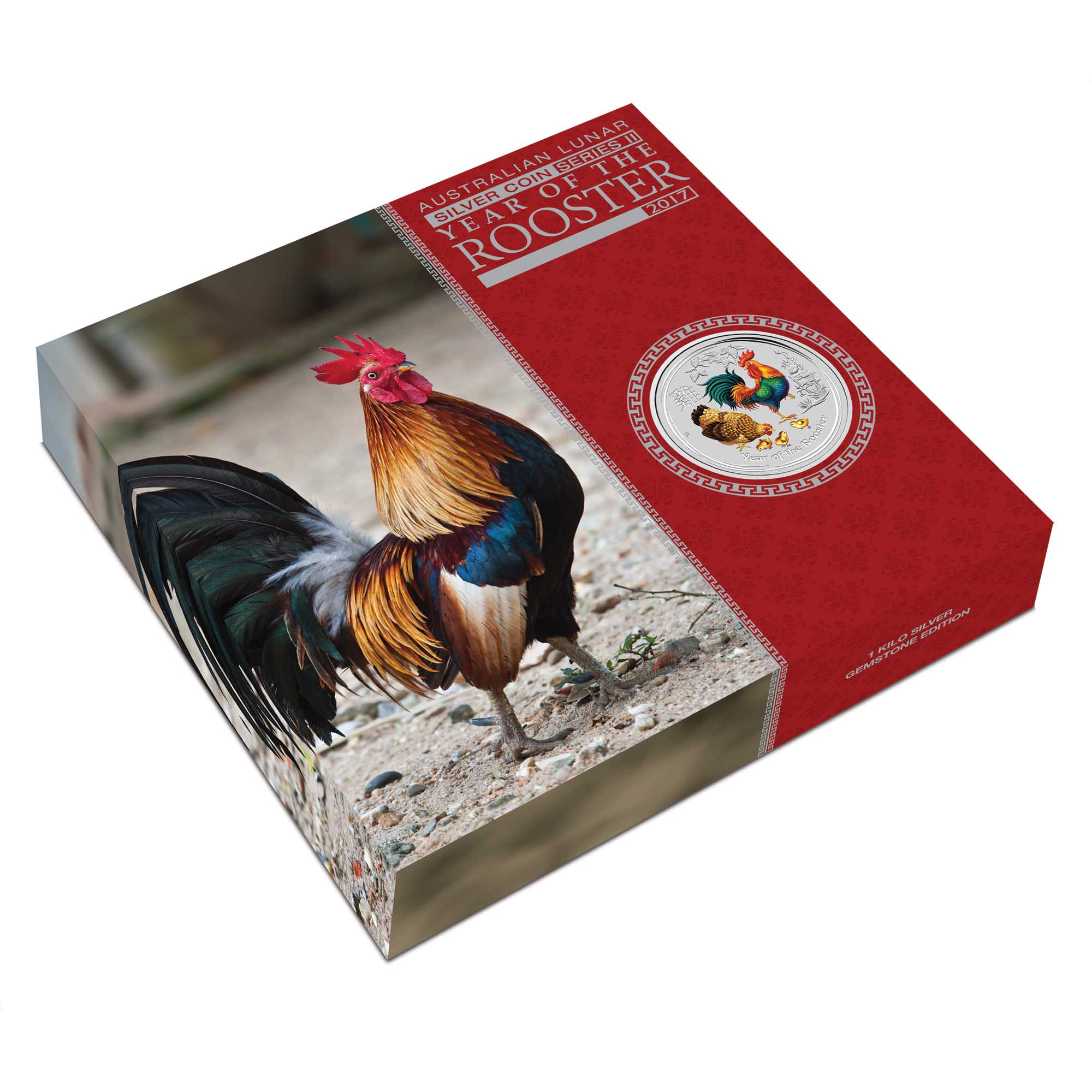 05 australian lunar series ii year of the rooster gemstone edition 2017 1kg silver InShipper