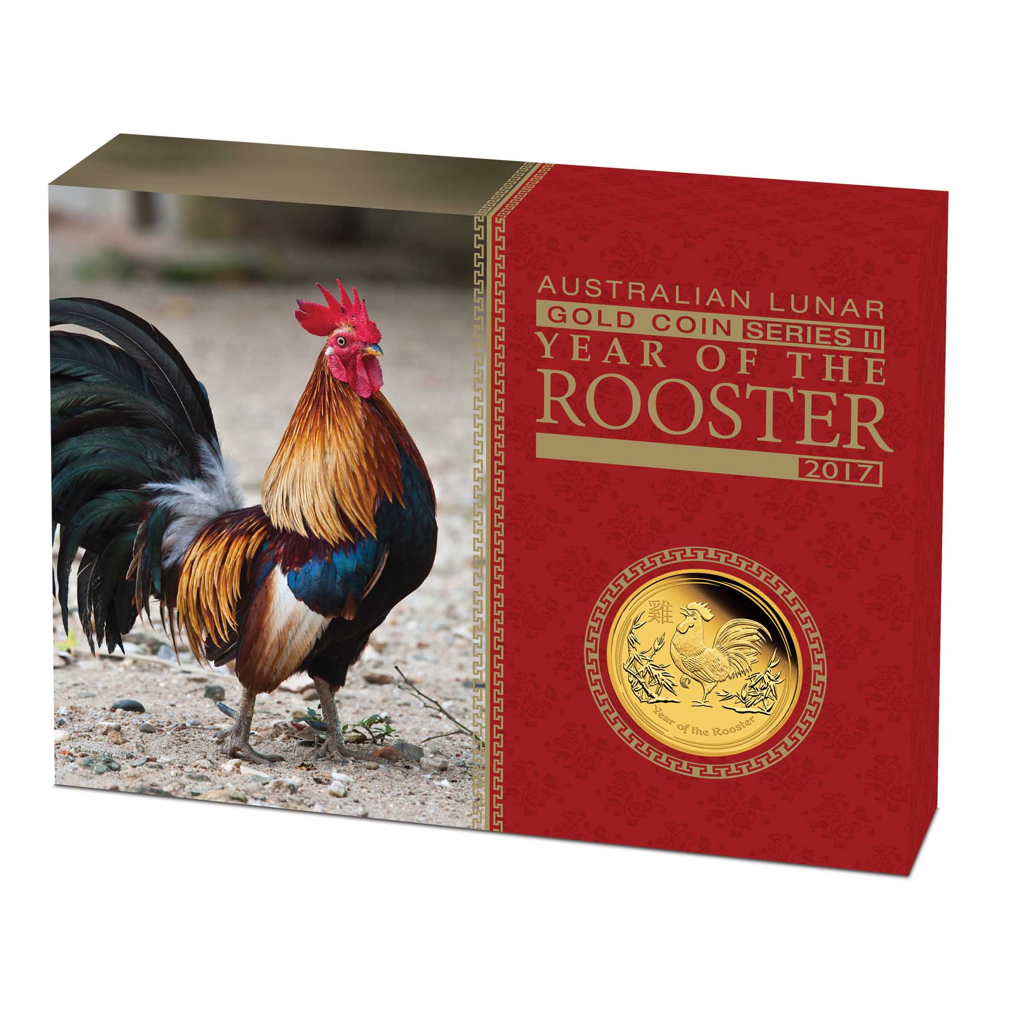 05 australian lunar series ii year of the rooster 2017 1 4oz gold proof InShipper
