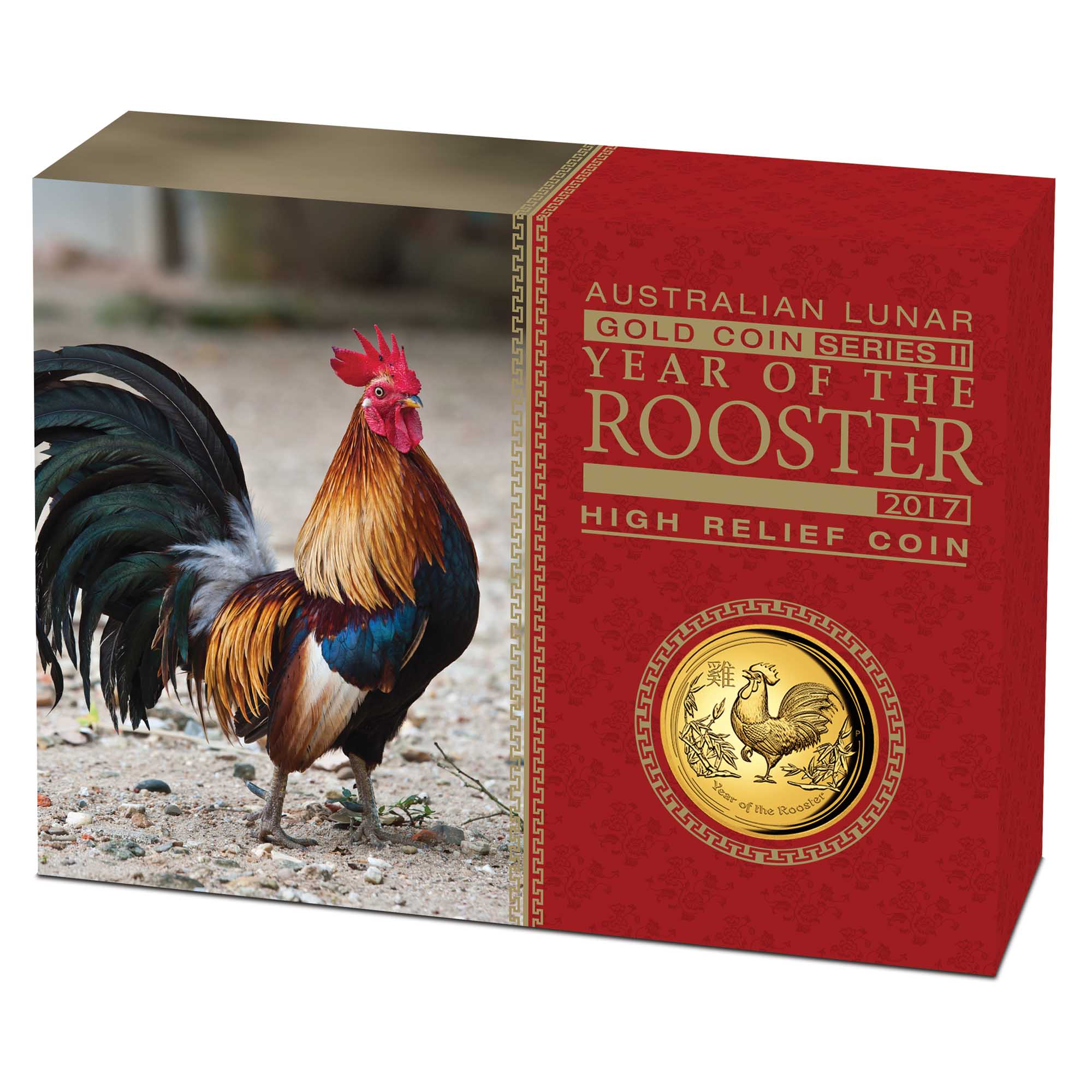 05 2017 YearOfTheRooster Gold 1oz HighRelief Proof InShipper HighRes