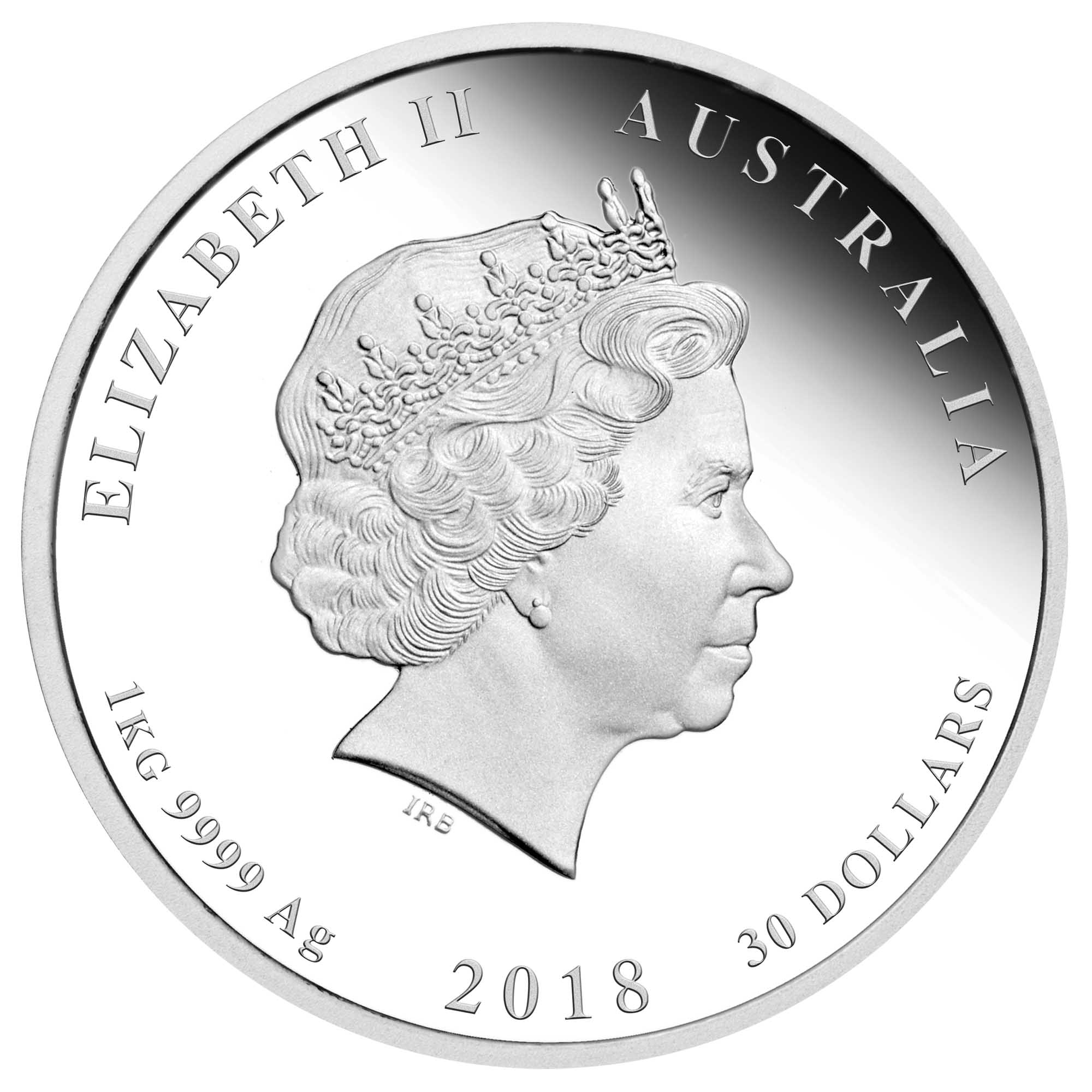 01 australian lunar silver coin series year of the dog 2018 1kg silver proof Obverse