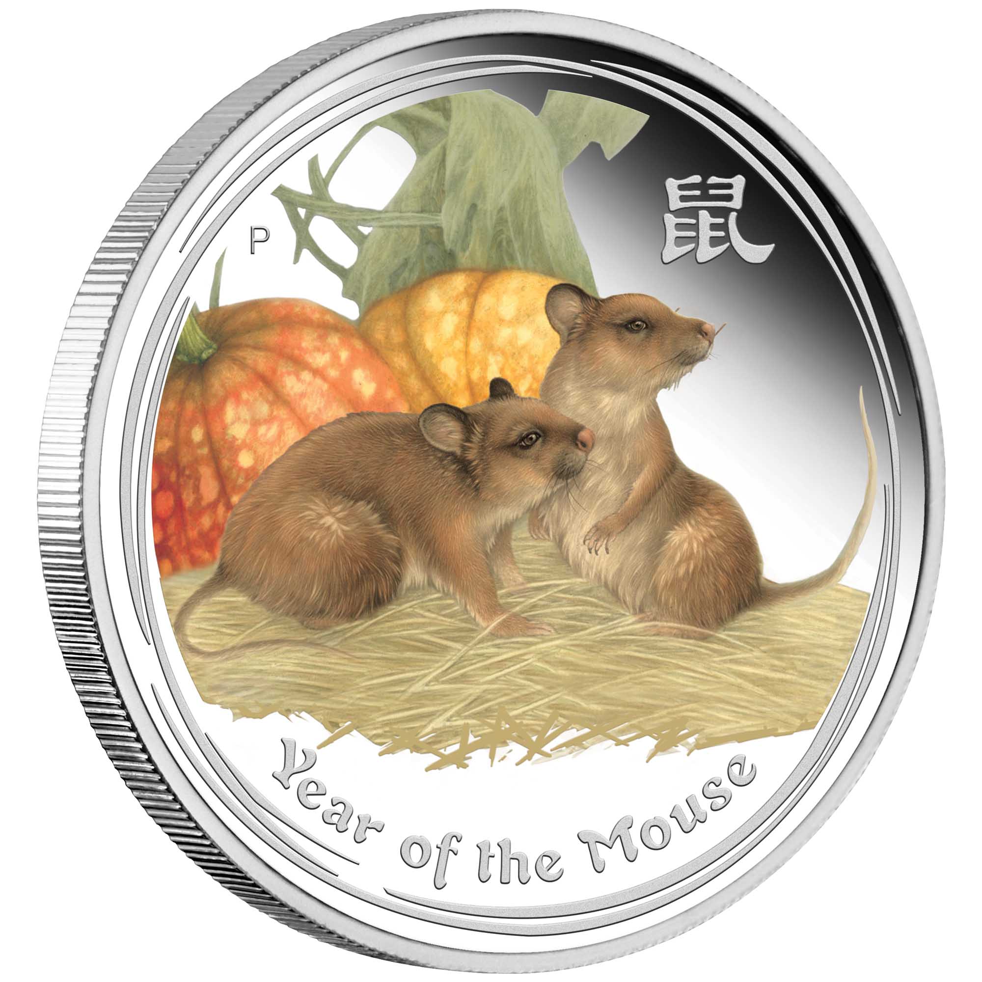 01 perth coin show special 2020 year of the mouse 2019 2oz silver proof coloured OnEdge