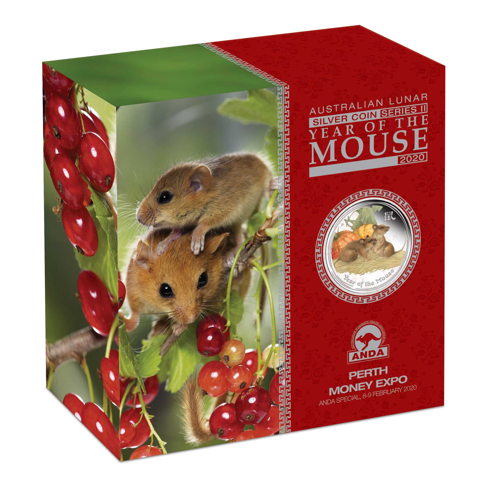 05 perth coin show special 2020 year of the mouse 2019 2oz silver proof coloured InShipper