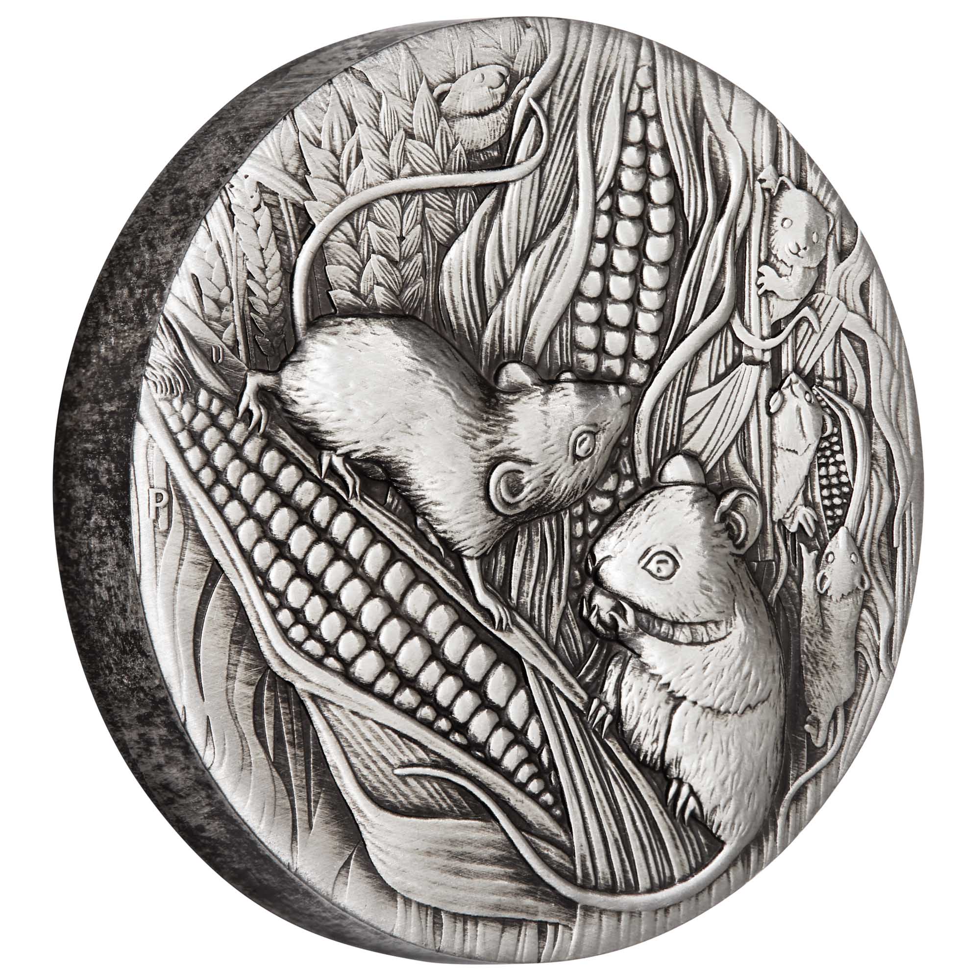 01 australian lunar series iii 2020 year of the mouse 2019 2oz silver antiqued OnEdge