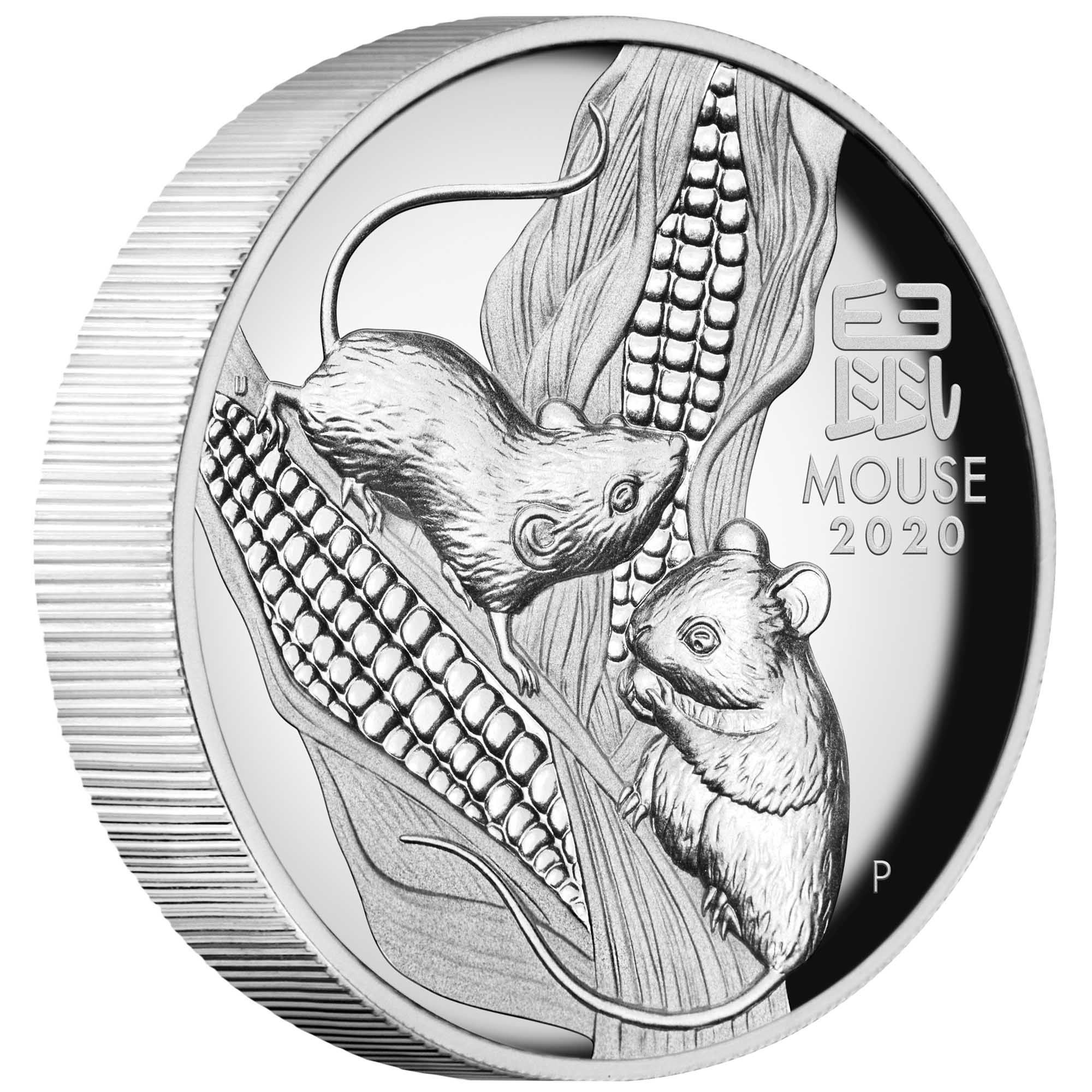 01 australian lunar series iii year of the mouse 2019 1oz silver proof high relief OnEdge