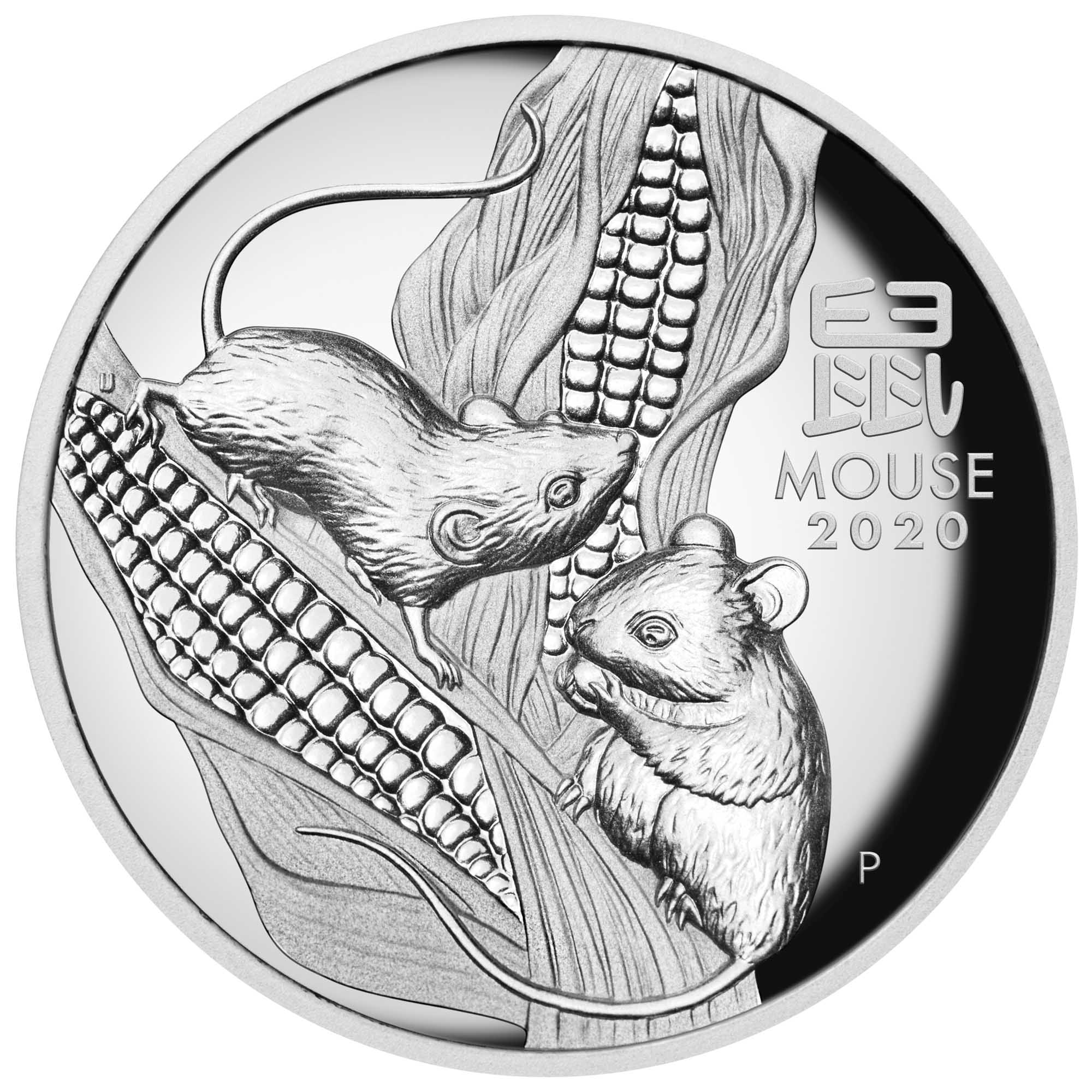 02 australian lunar series iii year of the mouse 2019 1oz silver proof high relief StraightOn