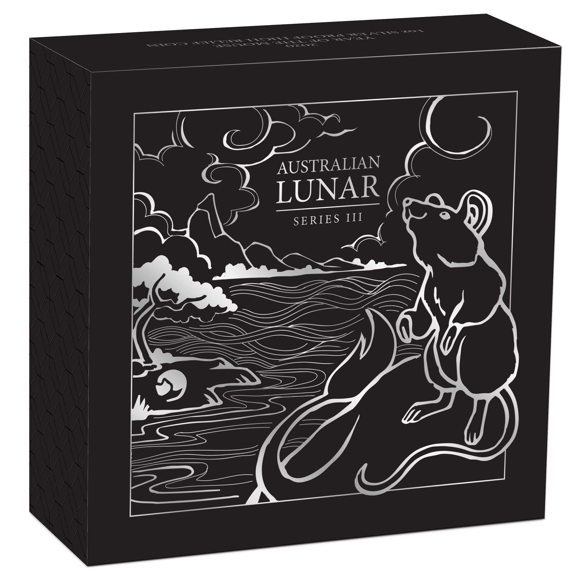 05 australian lunar series iii year of the mouse 2019 1oz silver proof high relief InShipper