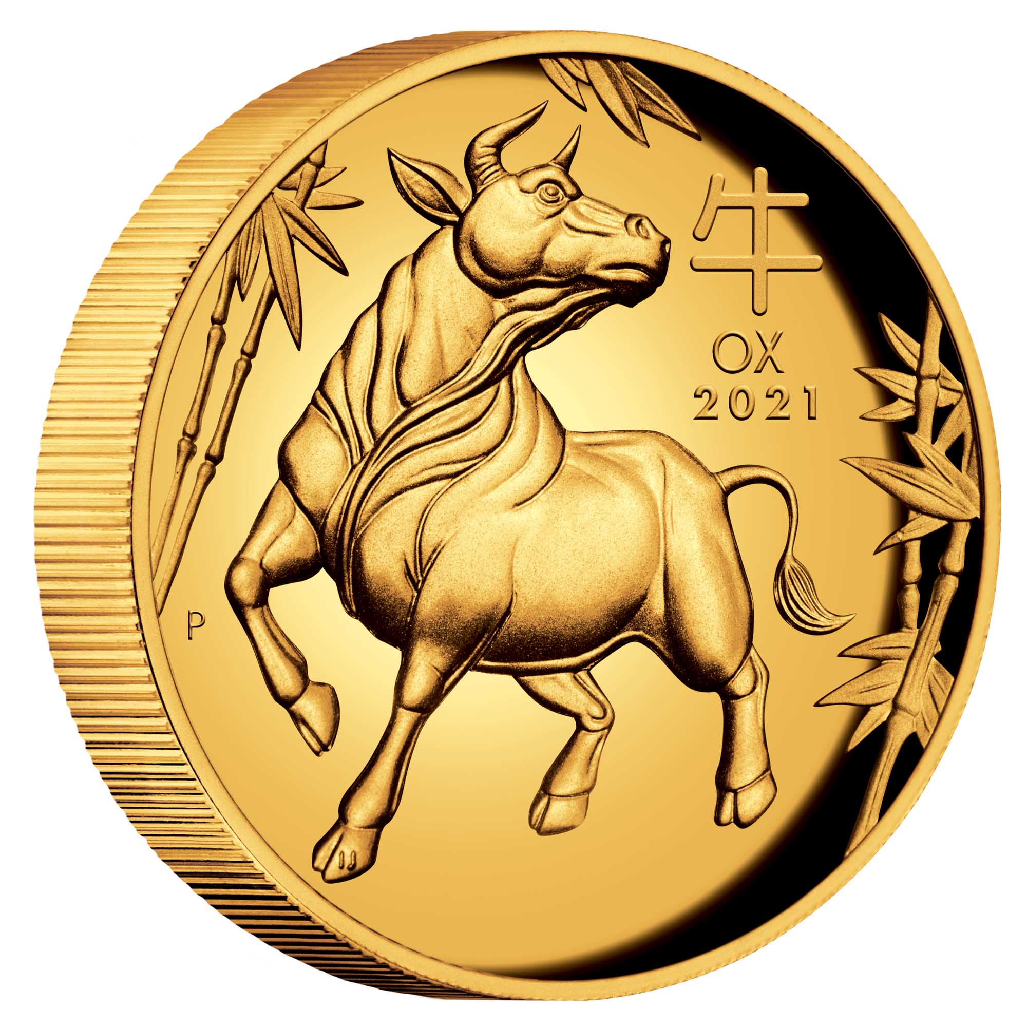 01 australian lunar series iii 2021 year of the ox 1oz gold proof high relief OnEdge