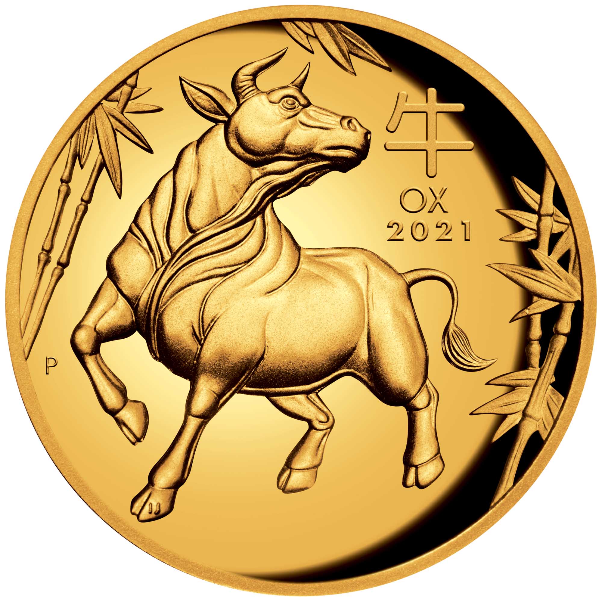 02 australian lunar series iii 2021 year of the ox 1oz gold proof high relief StraightOn
