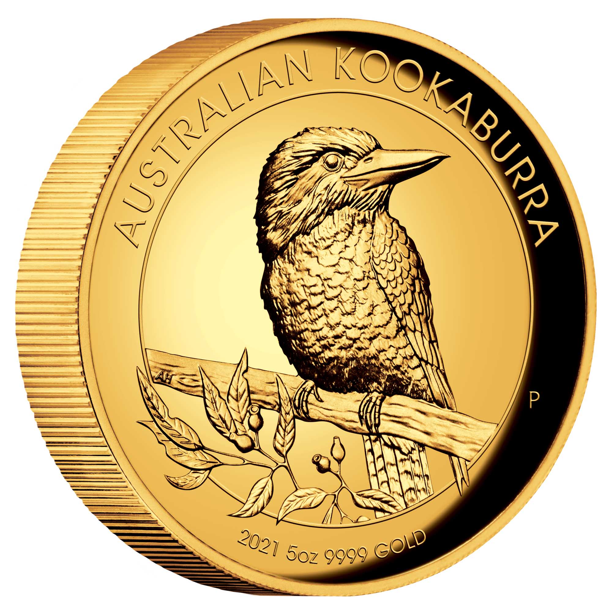 01 2021 Australian Kookaburra 5oz Gold Proof HR OnEdge HighRes